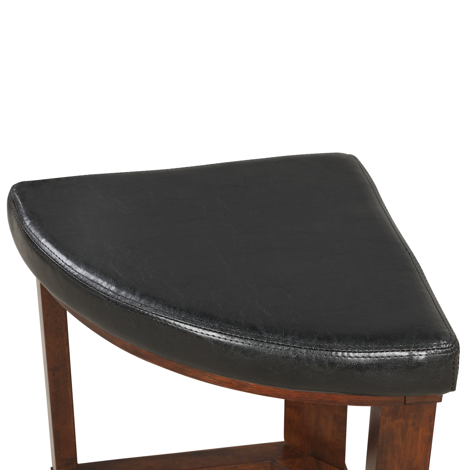 Black leather counter stool with wood frame modern design