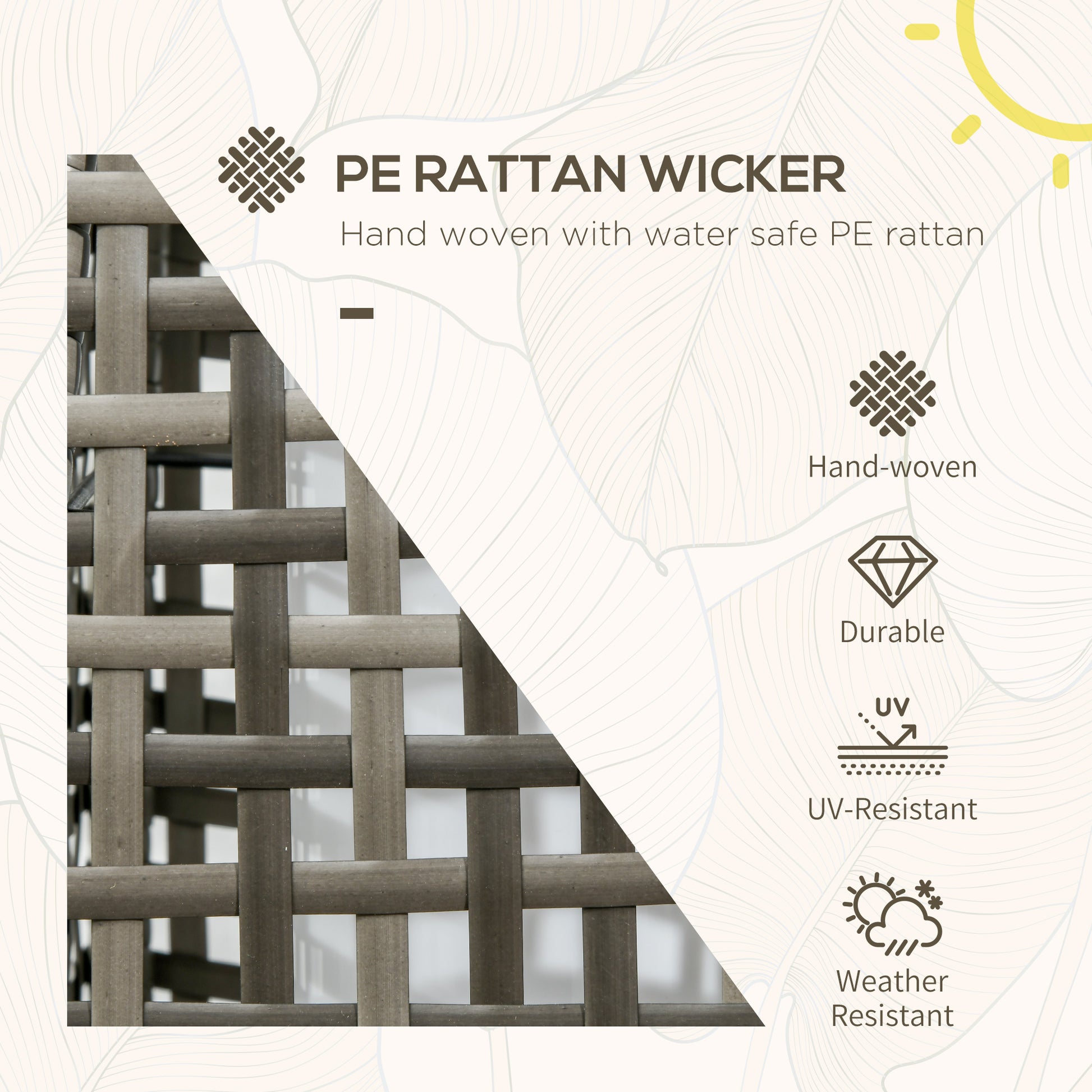 Closeup of handwoven gray PE rattan wicker texture perfect for outdoor furniture