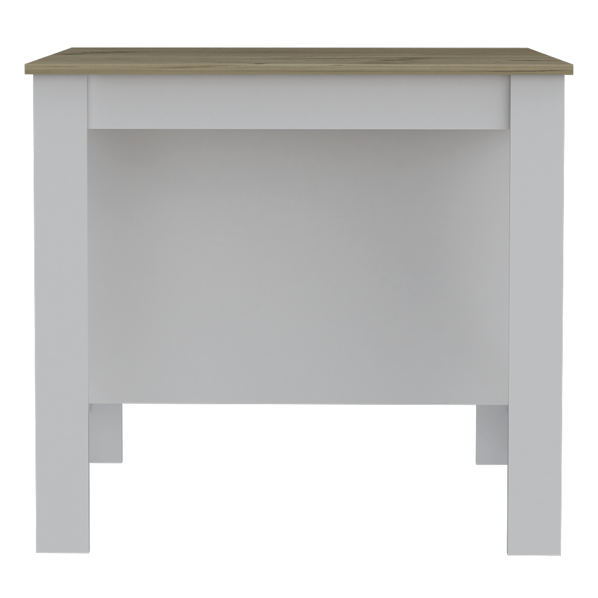 Modern gray console table with light oak wood top