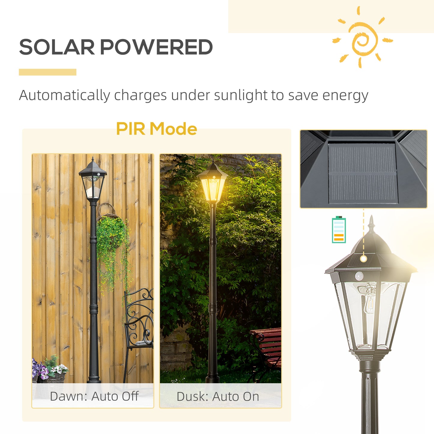 Black solarpowered lamppost with hanging basket ideal for garden lighting