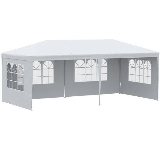 White x meter party tent with arched windows and metal frame for outdoor events