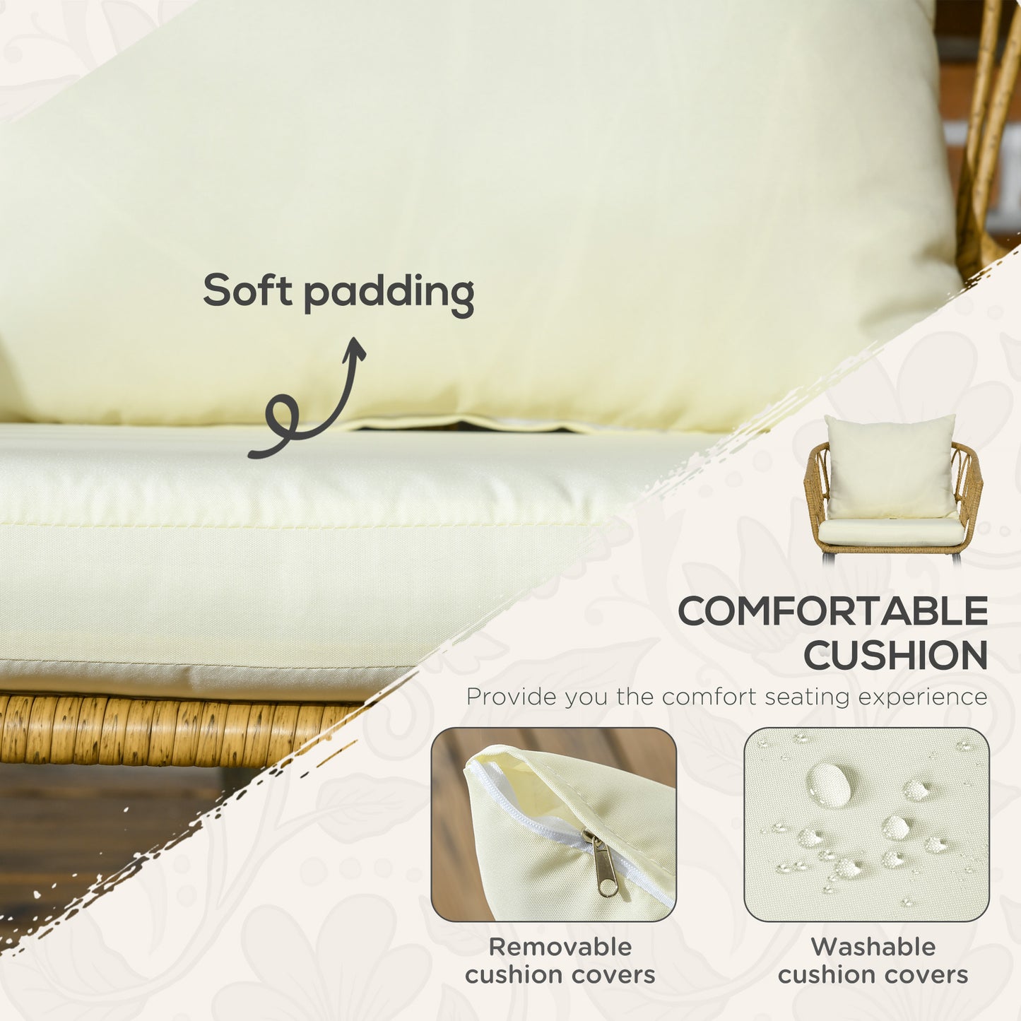 Cream outdoor cushion with soft padding for comfortable seating
