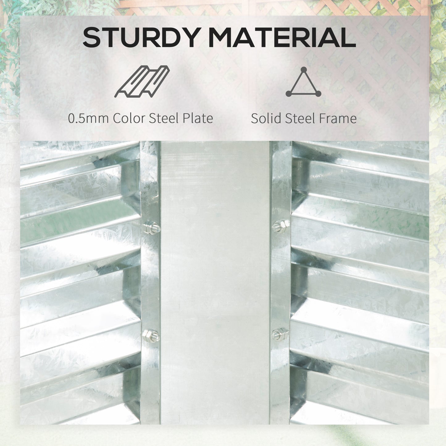 Closeup of galvanized steel louvered panel construction showing sturdy material