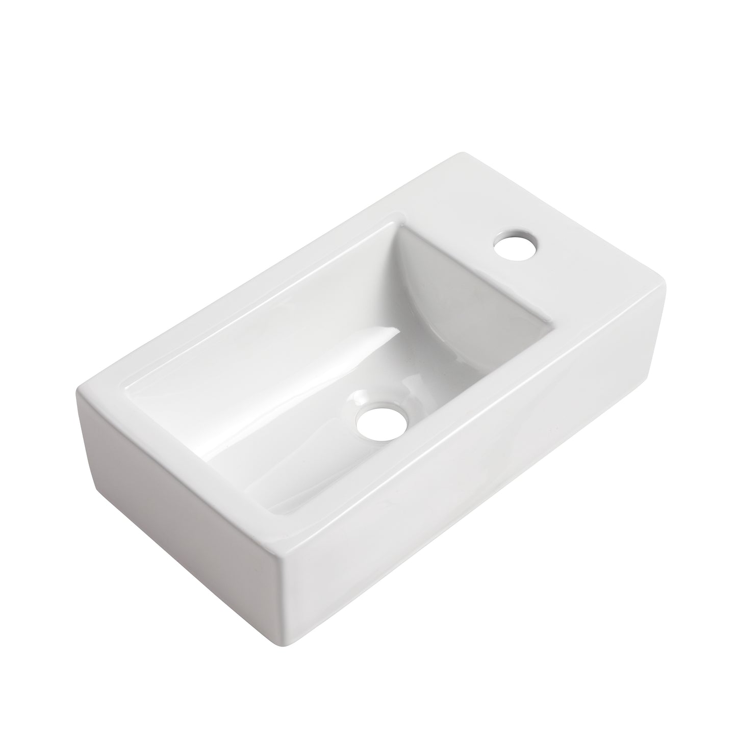Modern white ceramic wallmount sink sleek and compact for small bathrooms
