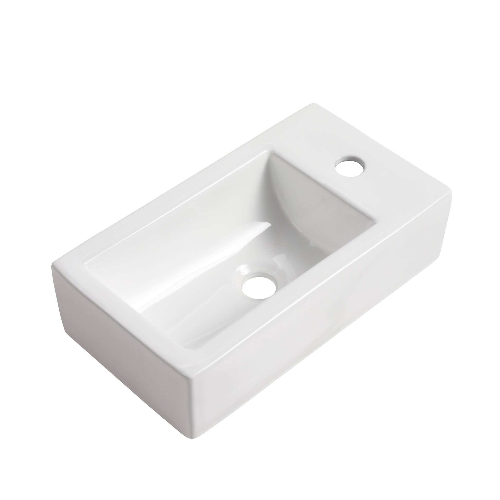 Modern white ceramic wallmount sink sleek and compact for small bathrooms