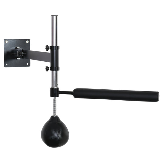 Adjustable speed bag mount with black textured ball for boxing workouts