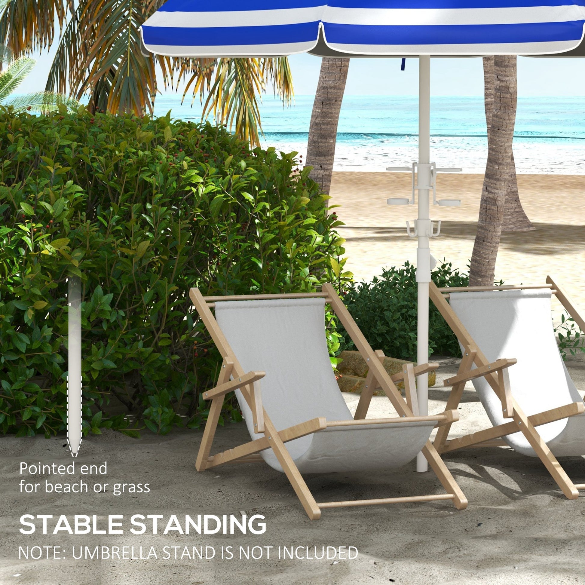 Beach umbrella anchor pole with pointed end for stable beach or grass placement