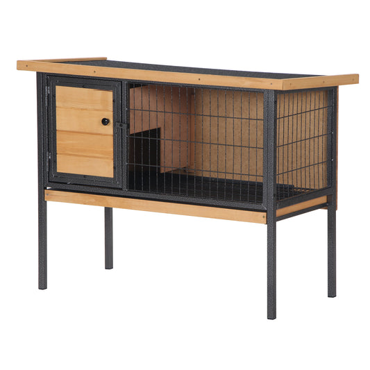 Wooden and metal pet enclosure with mesh sides for small animals