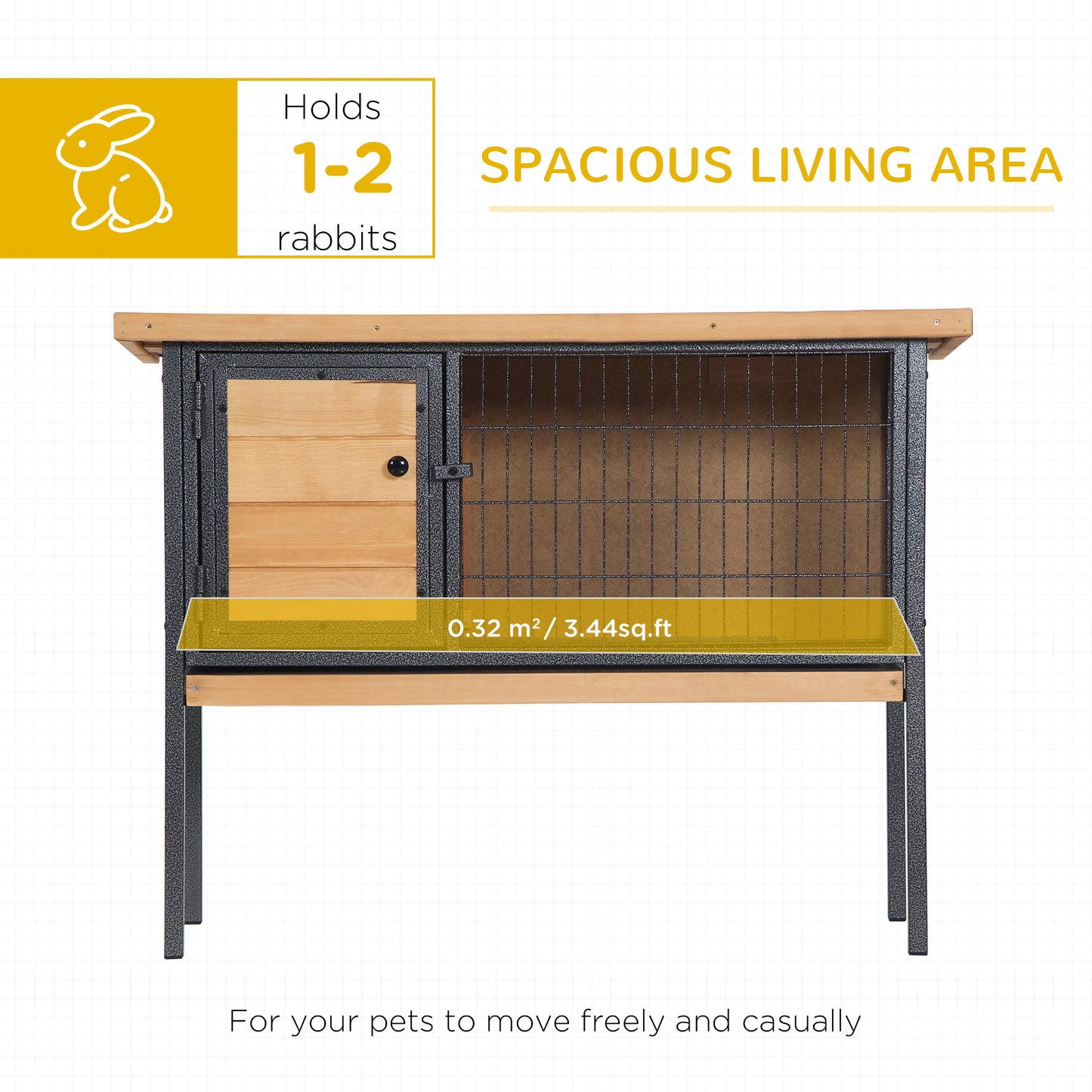 Spacious wooden and metal outdoor rabbit hutch for  rabbits