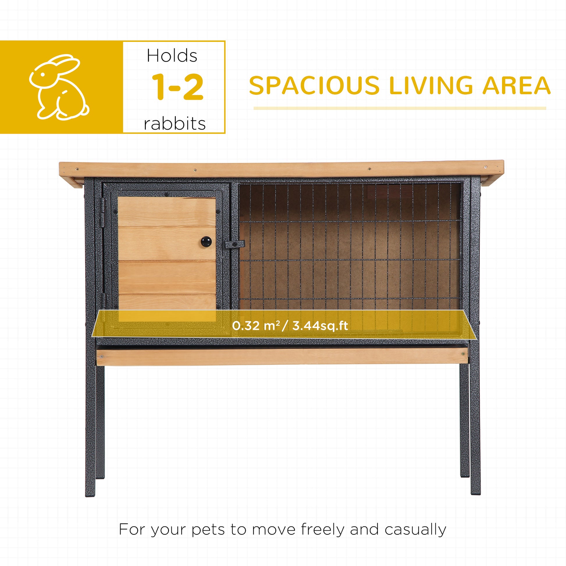 Spacious wooden and metal outdoor rabbit hutch for  rabbits