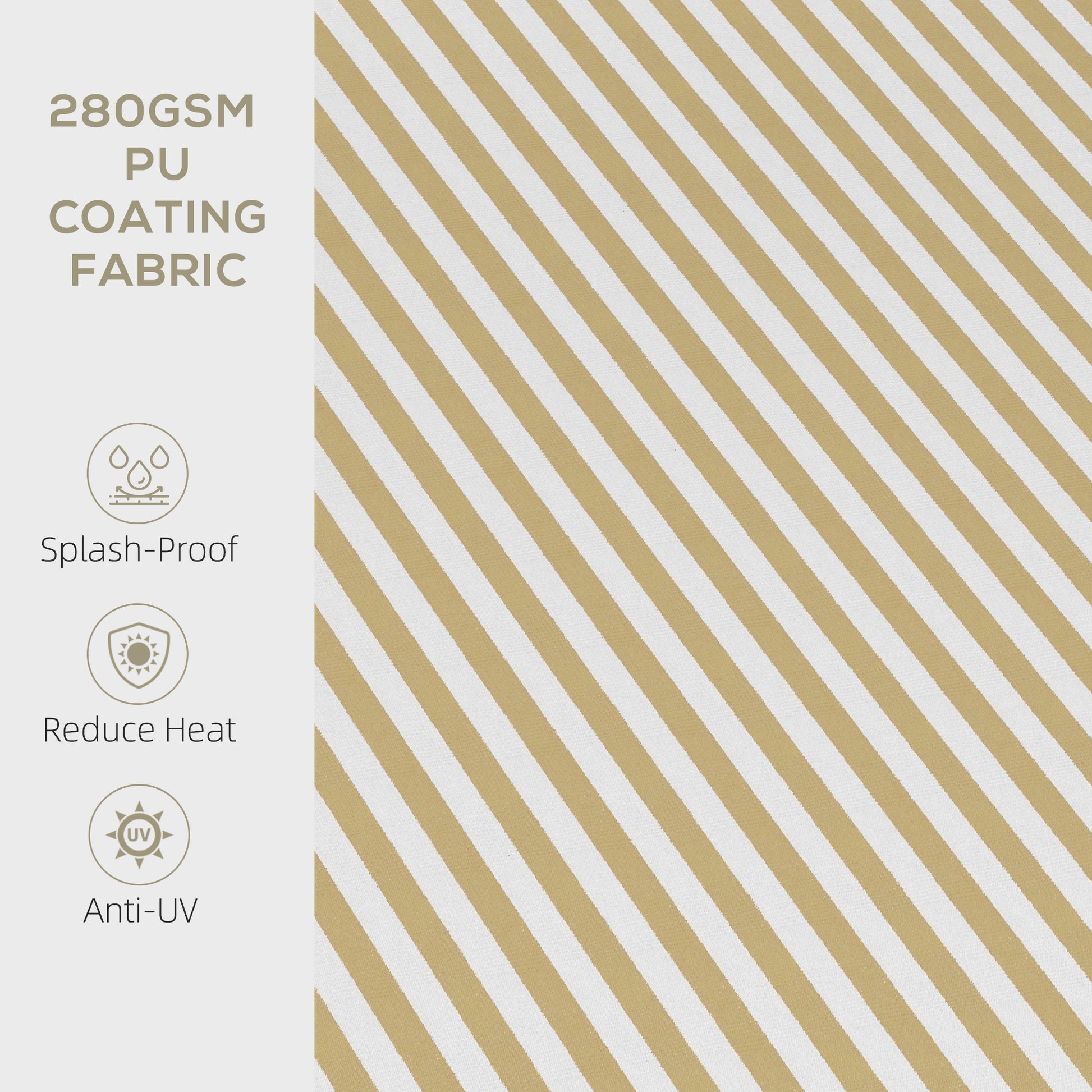 Gold and white striped PU coating fabric with GSM weight
