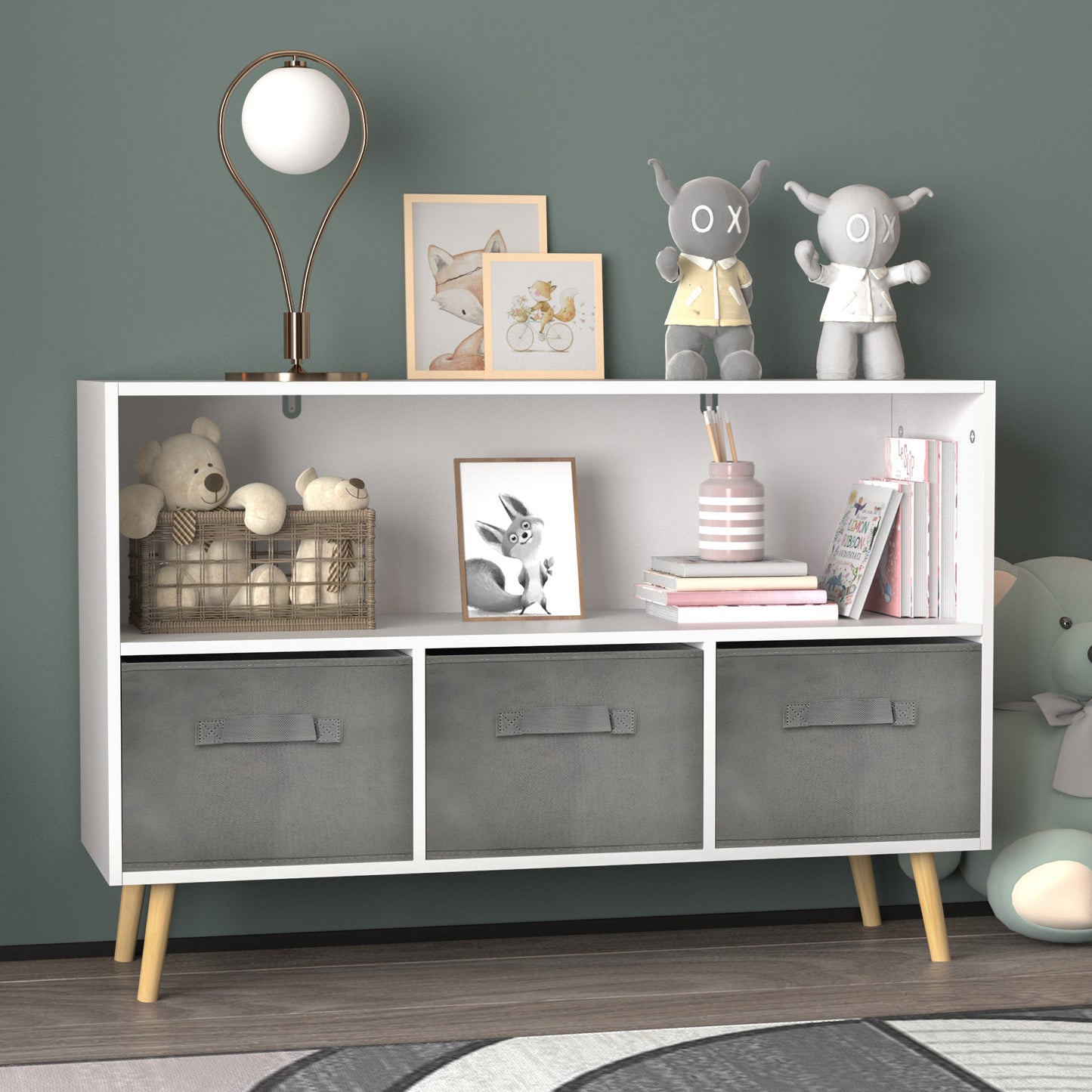Modern gold globe table lamp with white frosted glass shade ideal for bedside tables