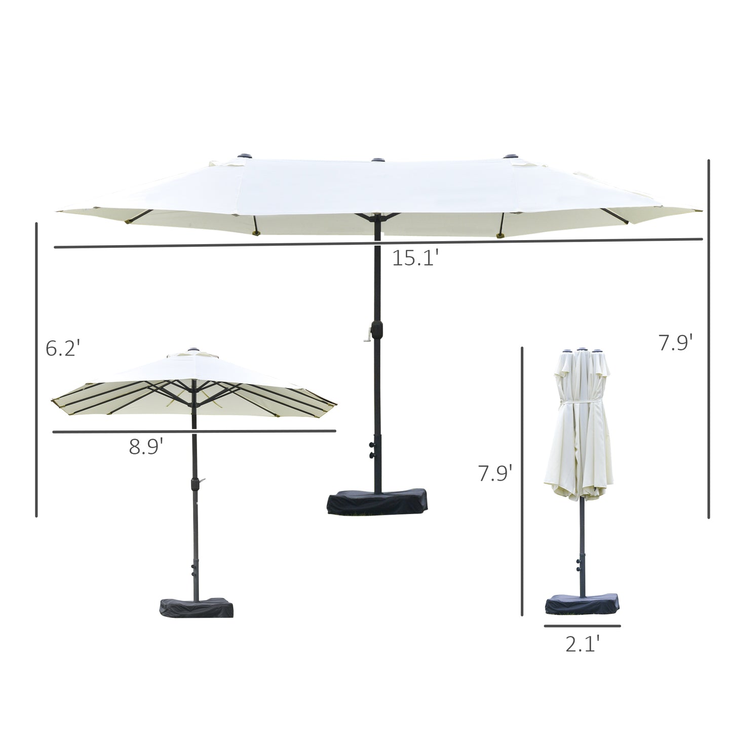 Large  outdoor patio umbrella in offwhite providing ample shade