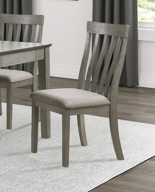 TREATLIFE HOME Wooden Dining Room Side Chairs Set of 2, Wire-Brushed Light Gray Finish, Vertical Slat Back Design