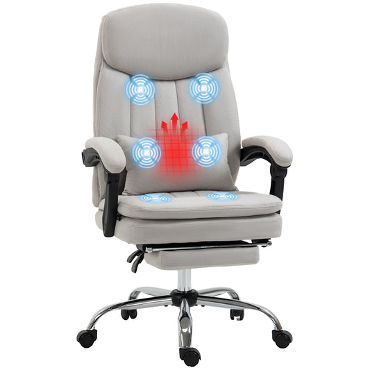 Gray ergonomic office chair with builtin massage and footrest