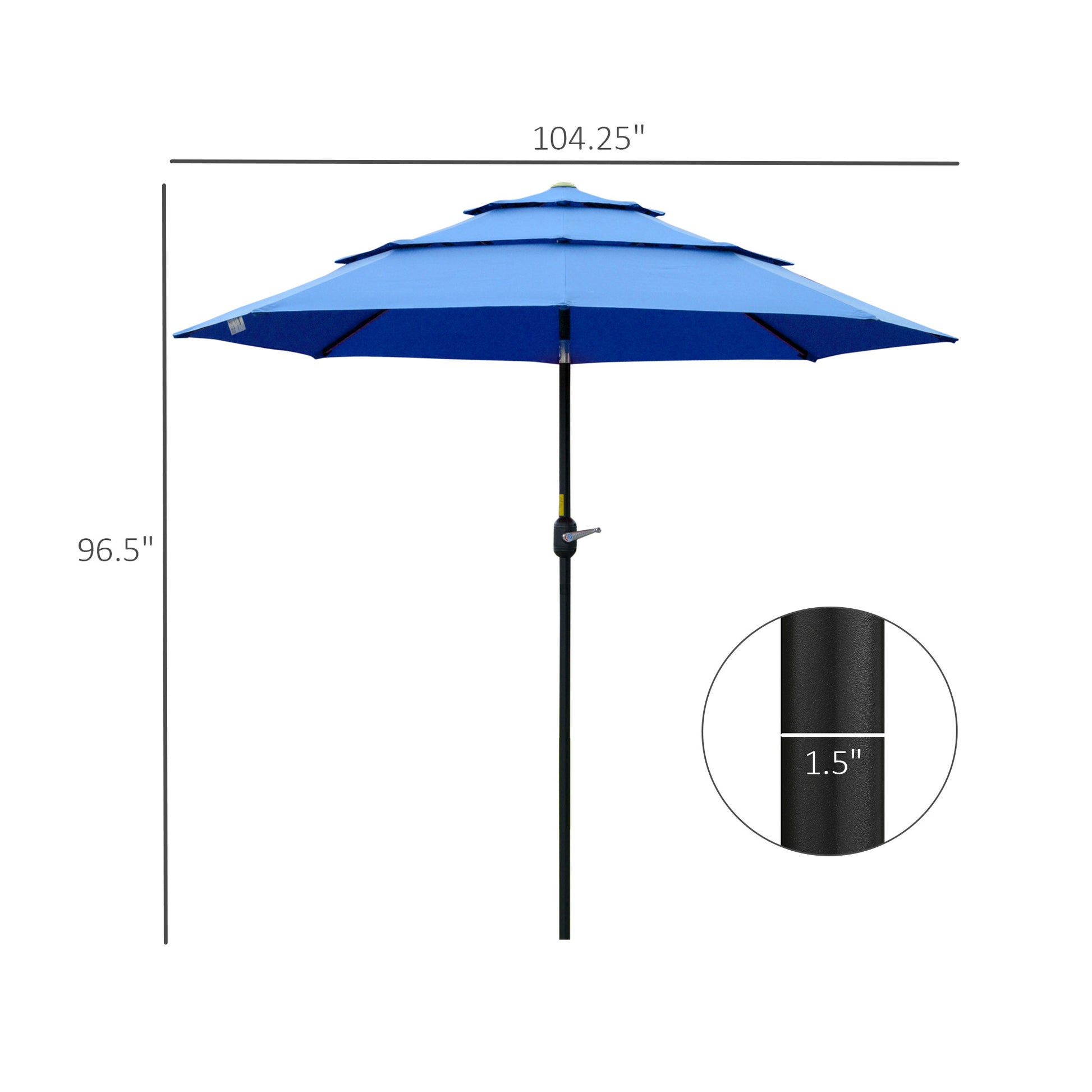 Blue patio umbrella with layered canopy  width  height
