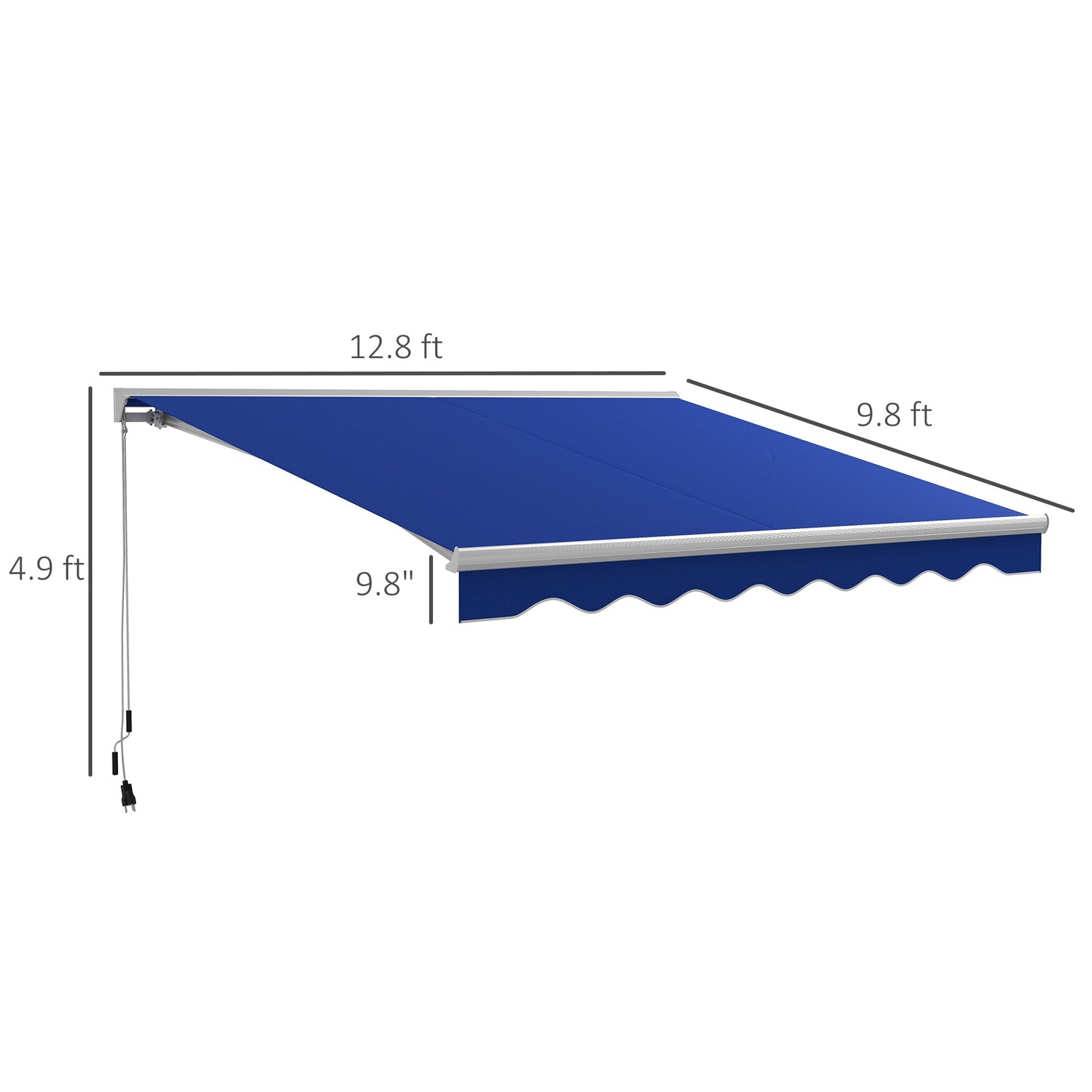 Retractable awning in vibrant blue fabric dimensions  ft wide x  ft projection