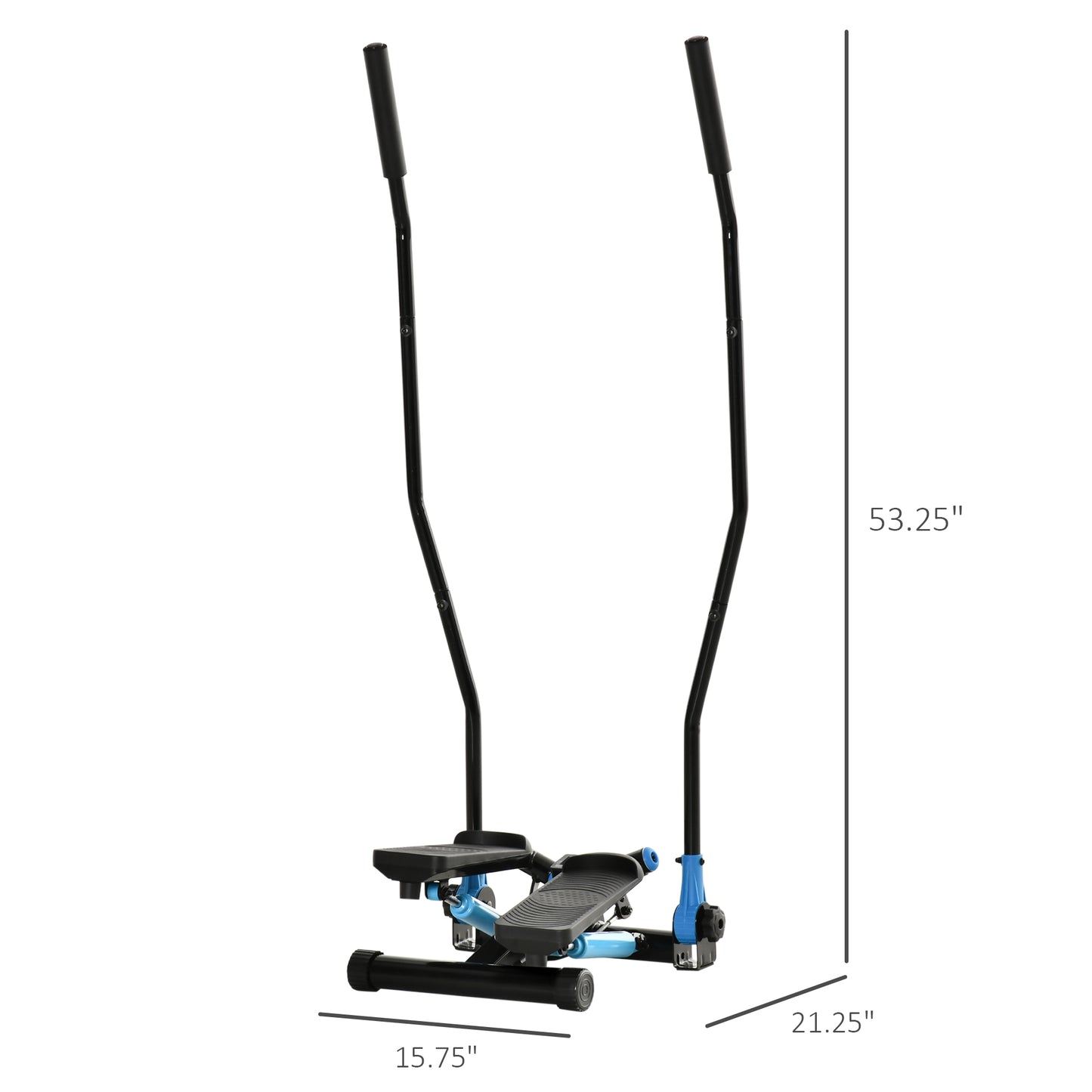 Black and blue compact stepper machine for home cardio workouts