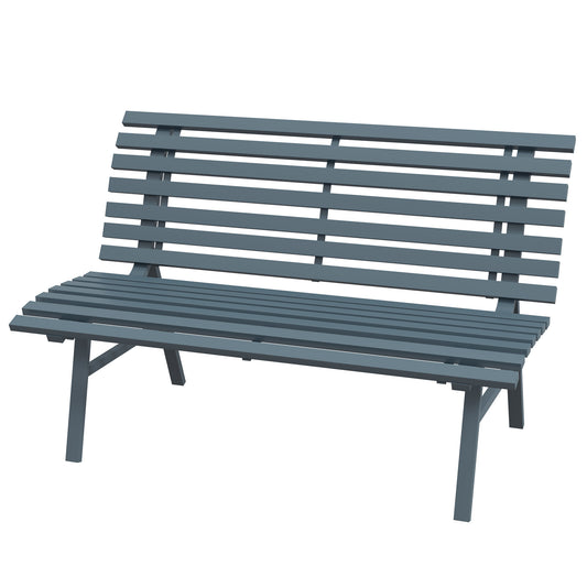 Modern grey wooden slat bench for outdoor seating