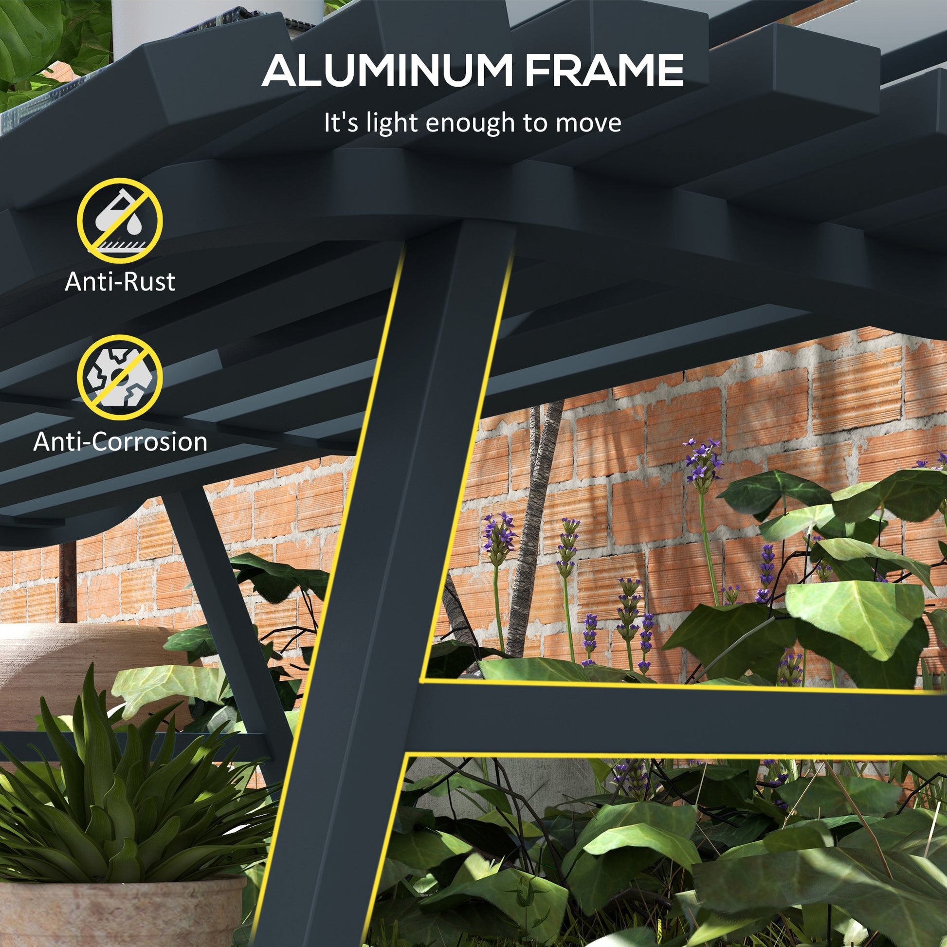 Dark gray aluminum frame pergola antirust and corrosionresistant construction