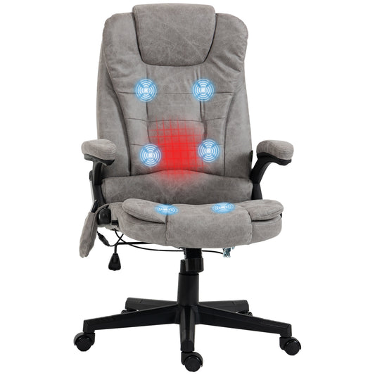 Gray executive massage office chair with heating for lumbar support