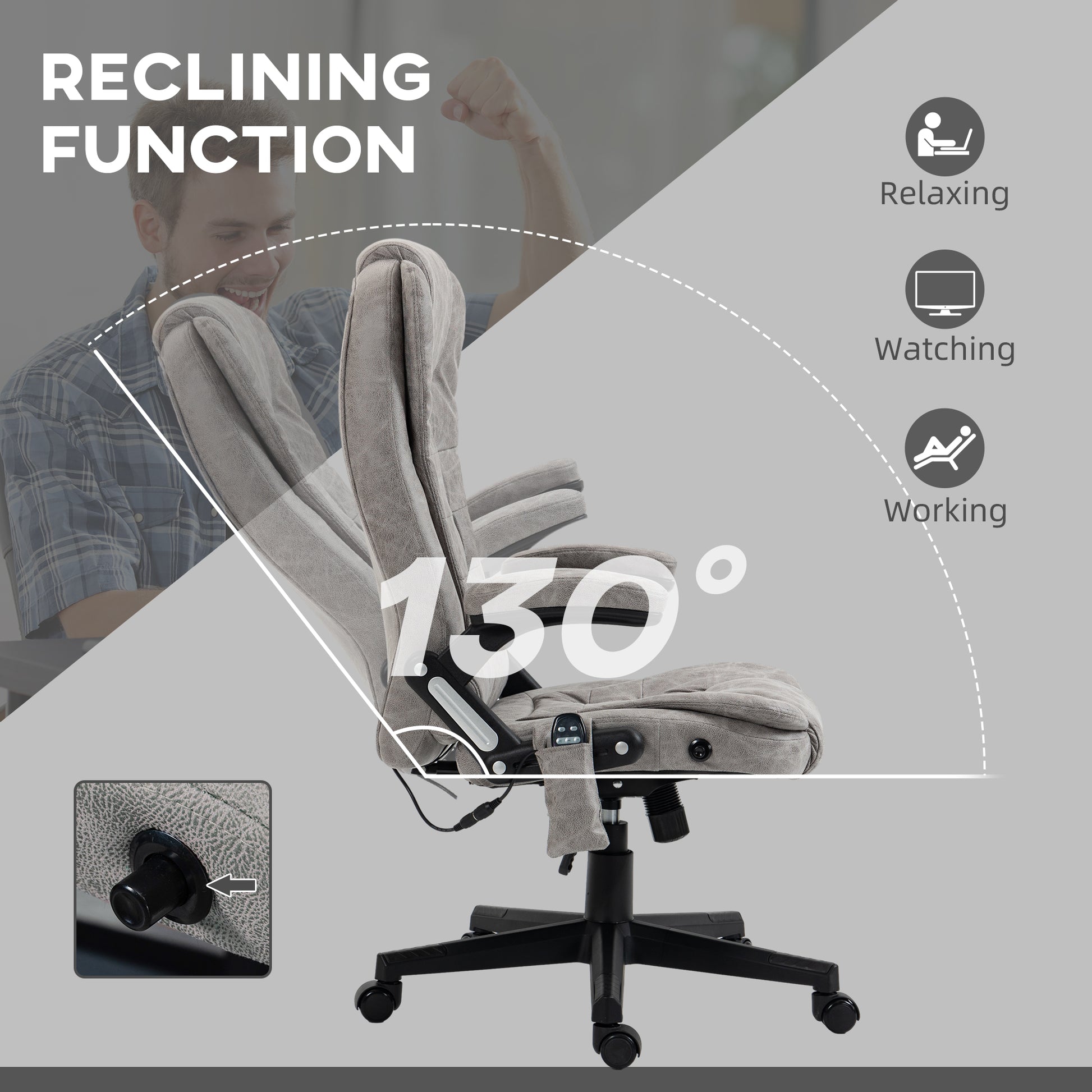 Gray fabric executive chair with reclining function ideal for comfortable home office use