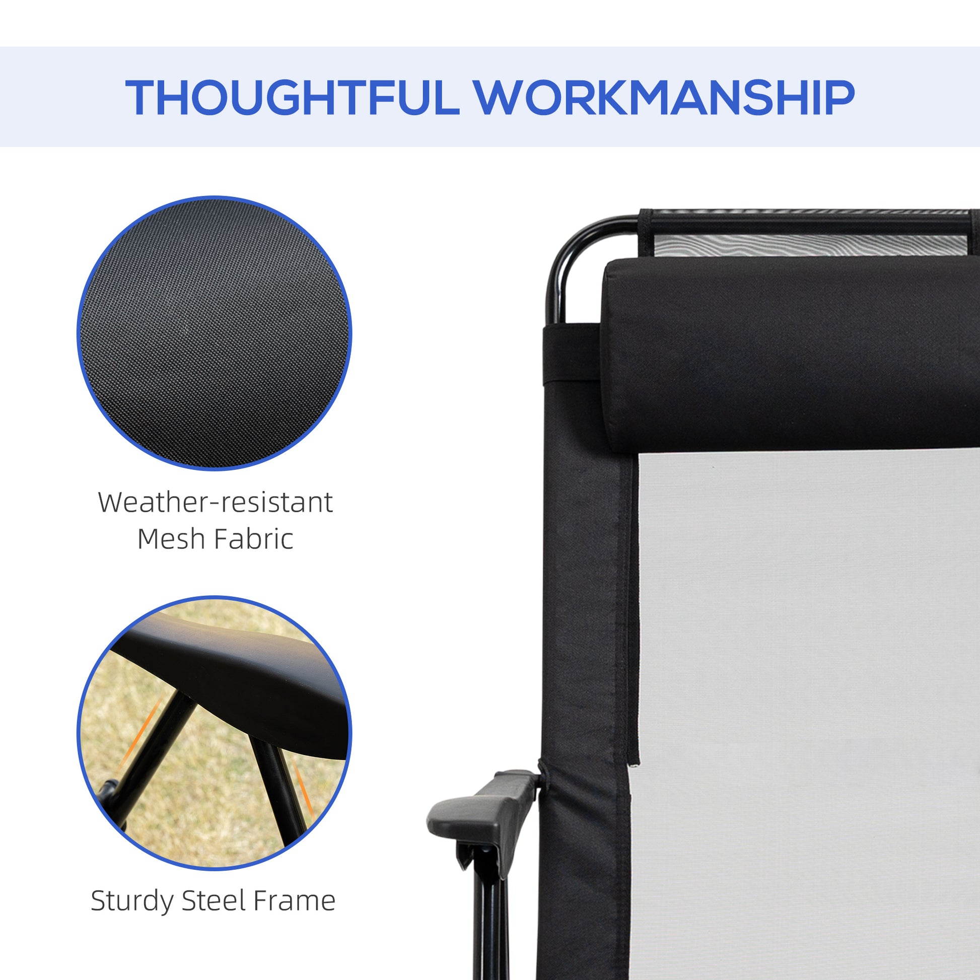 Closeup of durable black weatherresistant mesh fabric on a patio chair