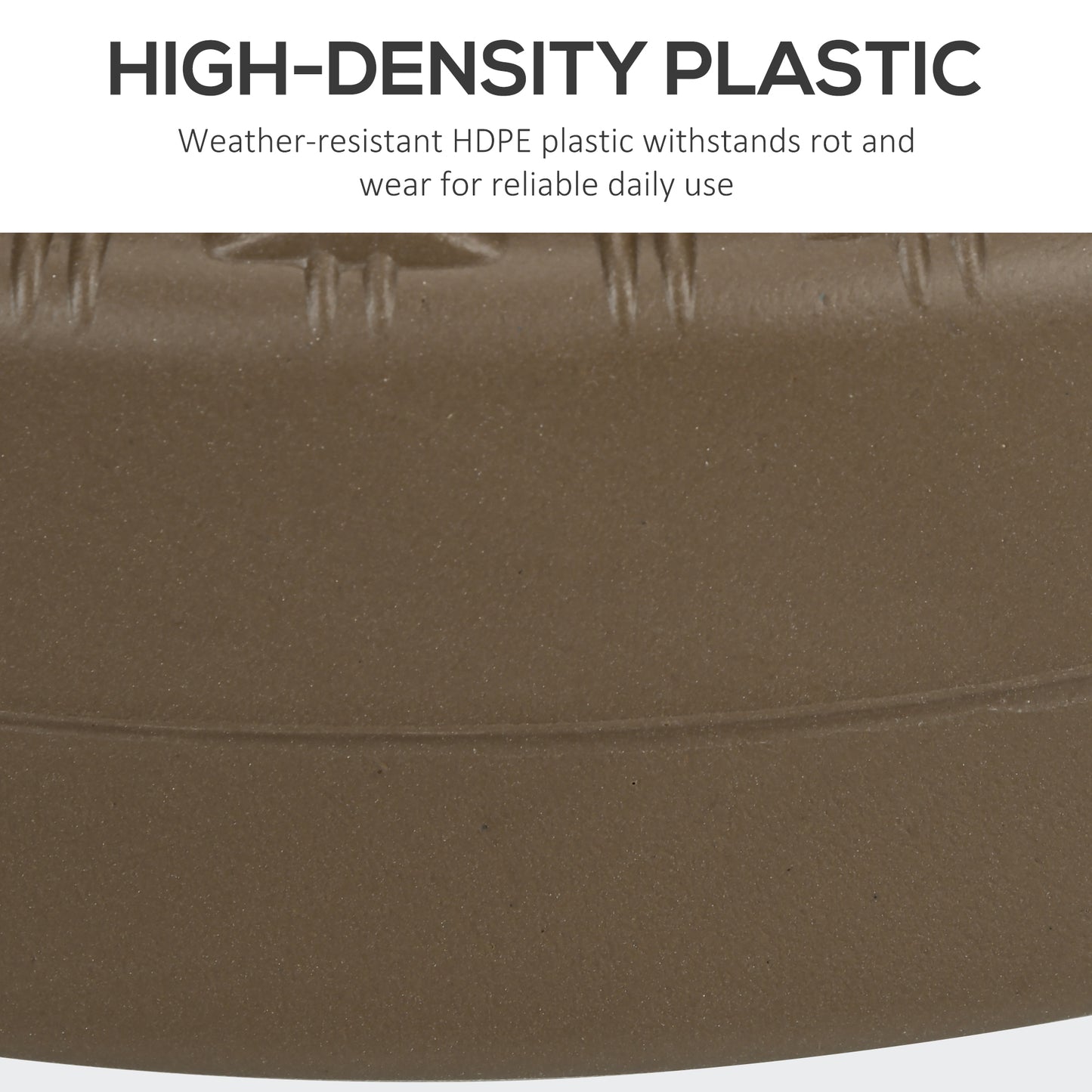 Closeup of textured brown HDPE plastic with raised indentations