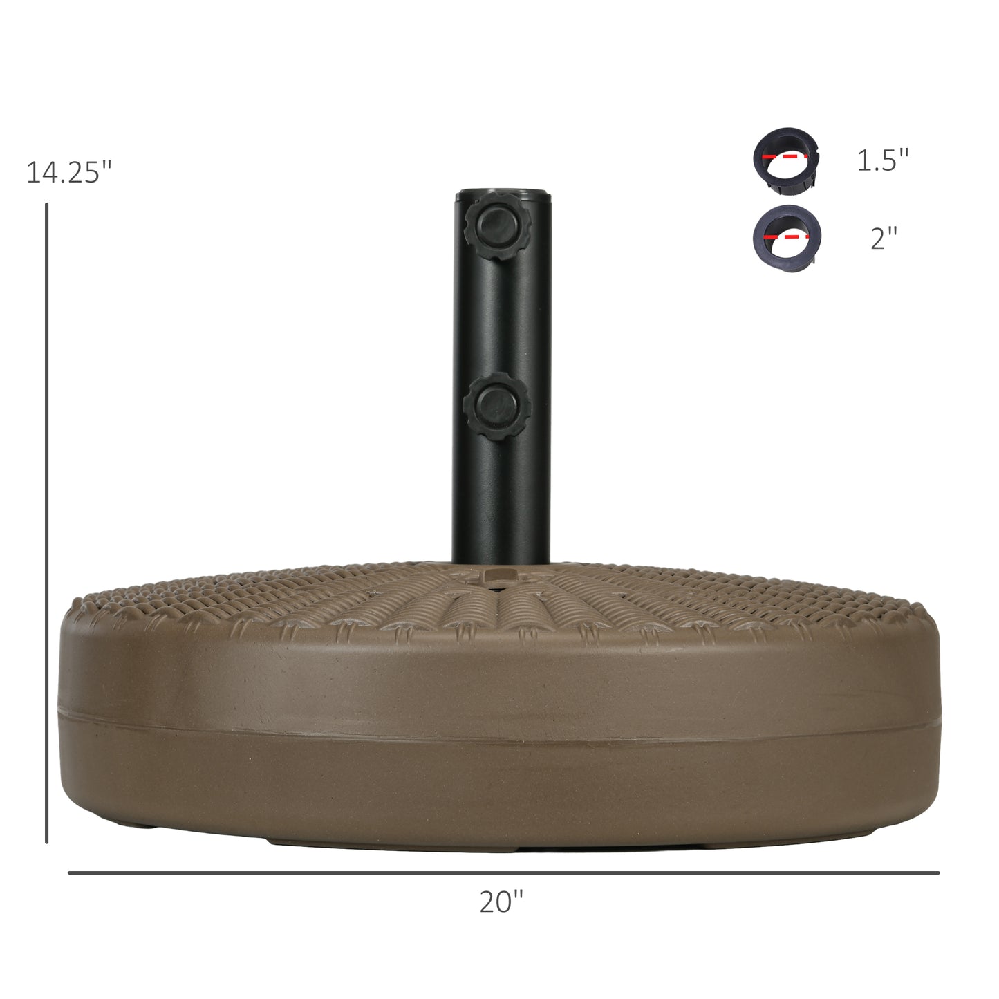 Brown resin patio umbrella base  diameter with adjustable pole sleeve