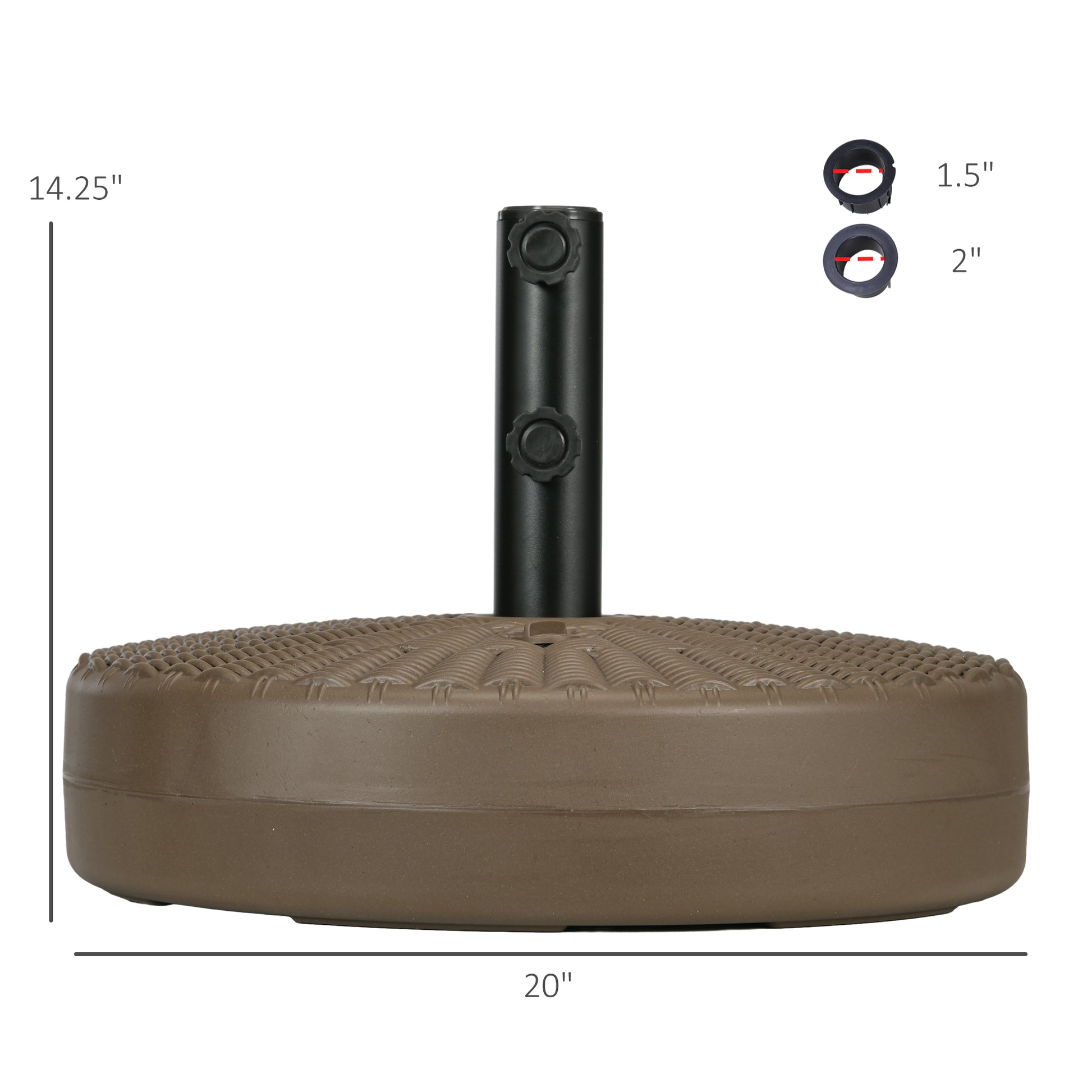 Brown resin patio umbrella base  diameter with adjustable pole sleeve
