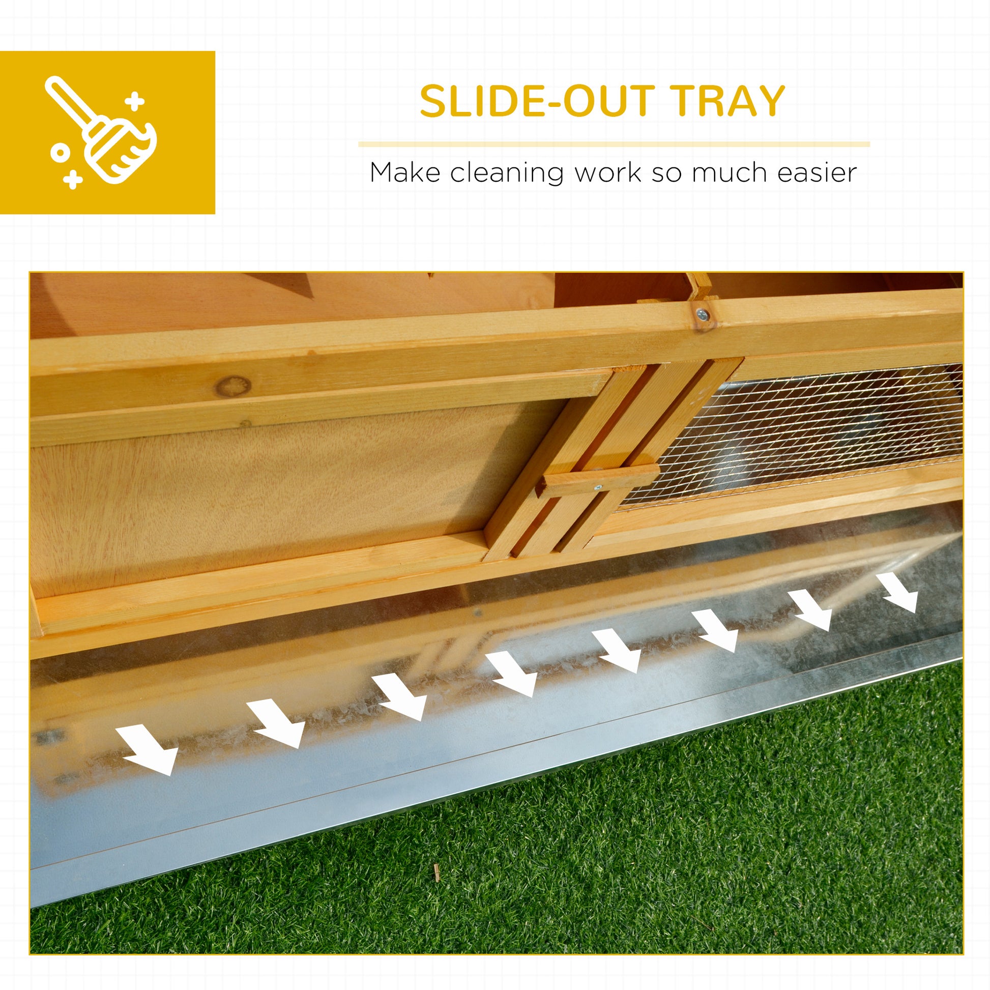 Wooden small animal hutch with easyclean slideout tray