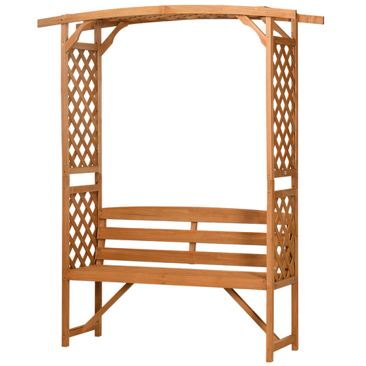 Wooden garden arbor bench with lattice sides perfect for outdoor seating