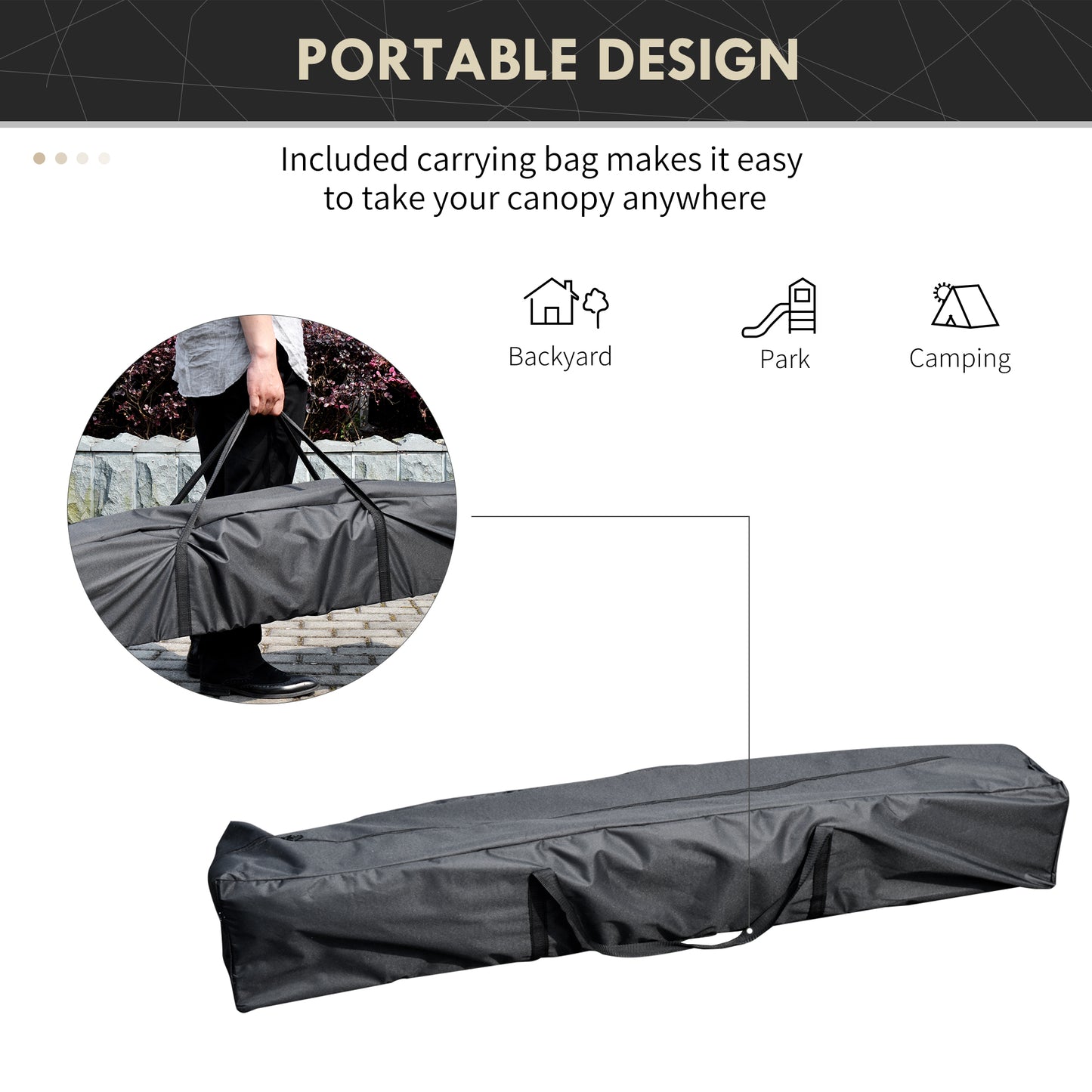 Black polyester carrying bag for portable canopy