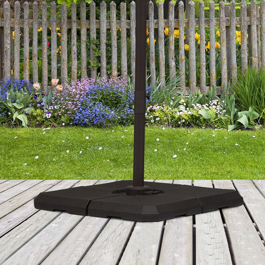 Dark grey square patio umbrella base with fillable weights for outdoor stability