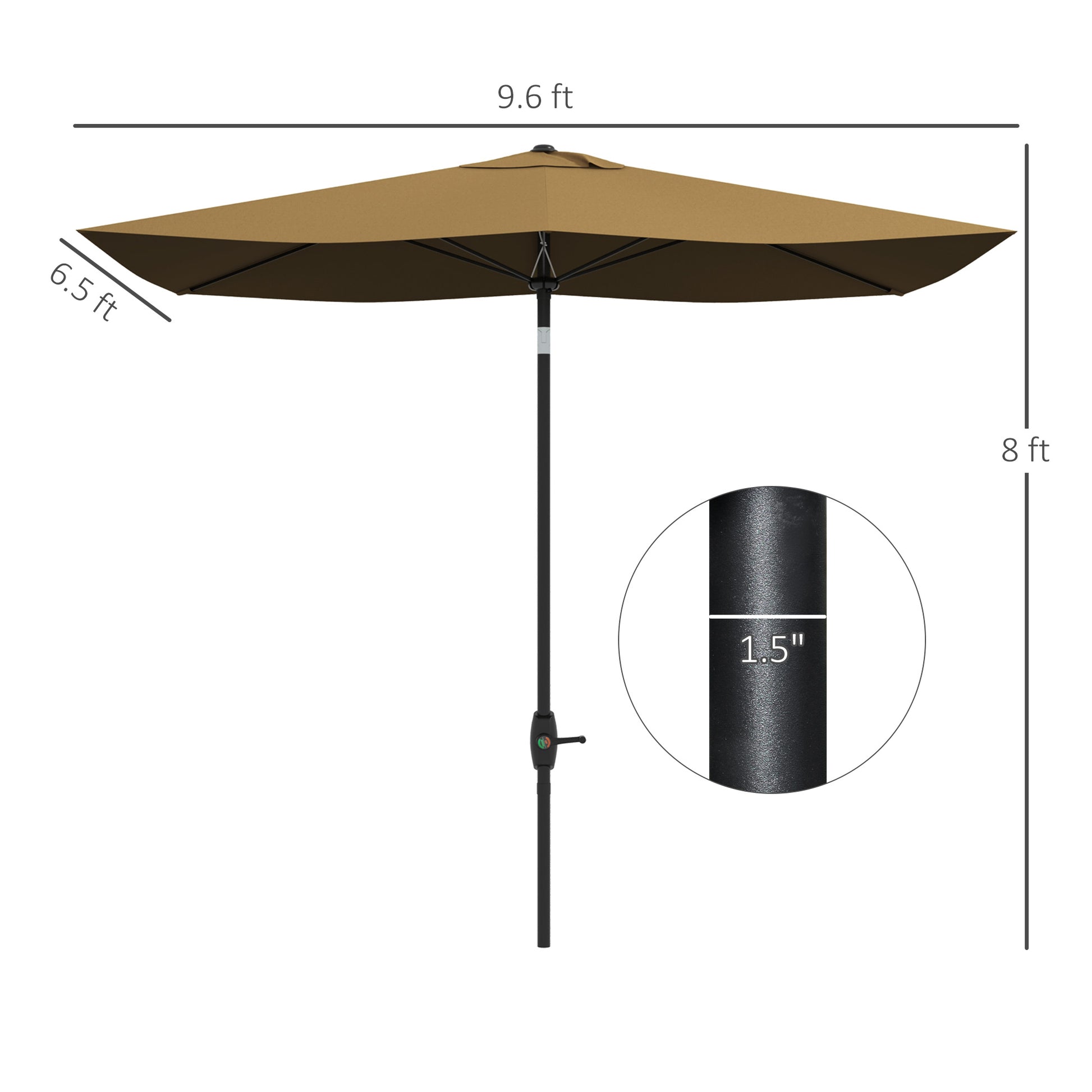 Taupe patio umbrella with  ft height and  ft width perfect for outdoor shade