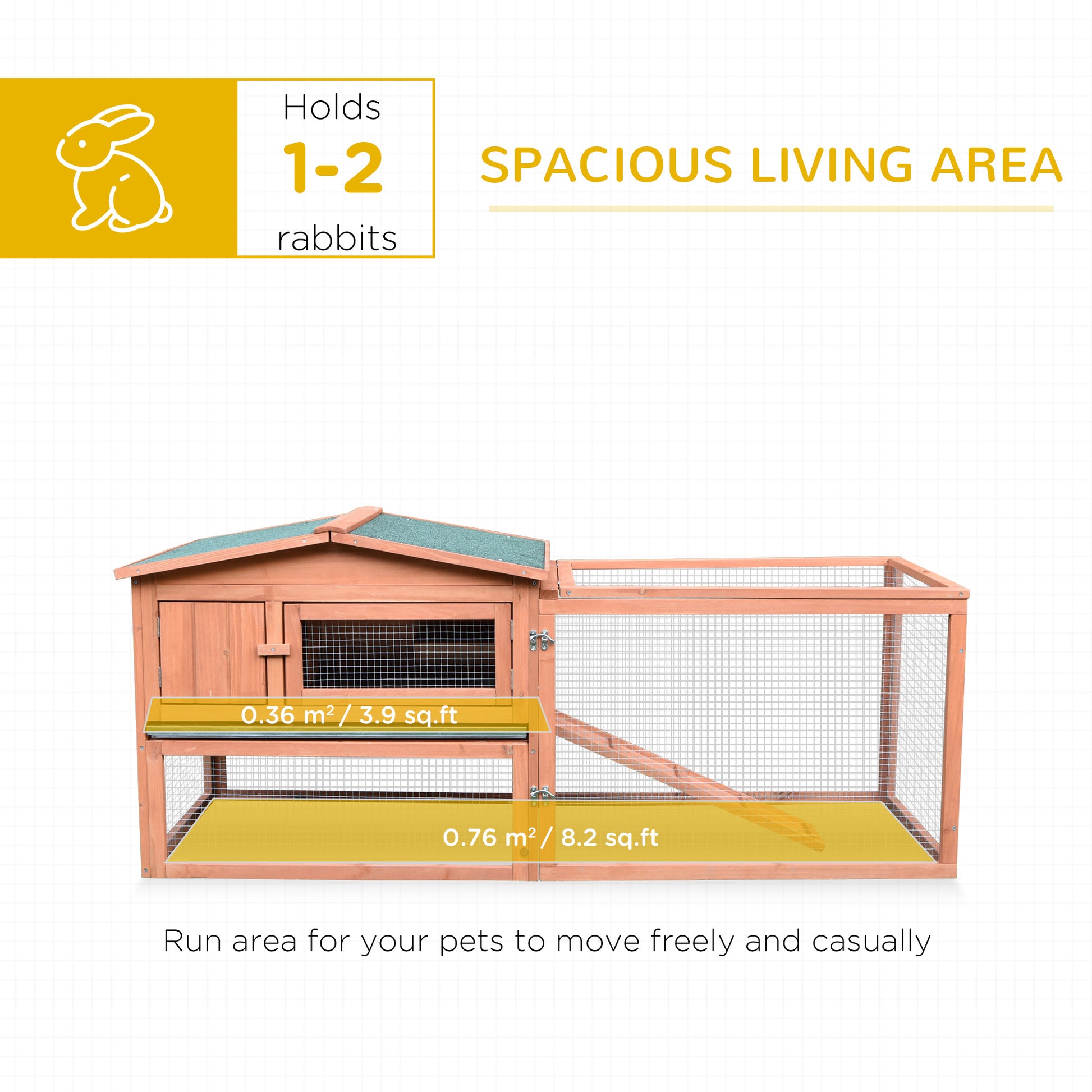 Wooden rabbit hutch with spacious run area holds  rabbits