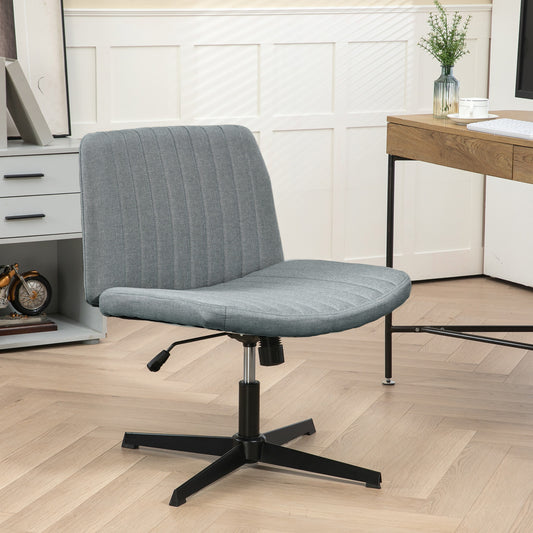 Gray fabric task chair with vertical channel tufting and adjustable height