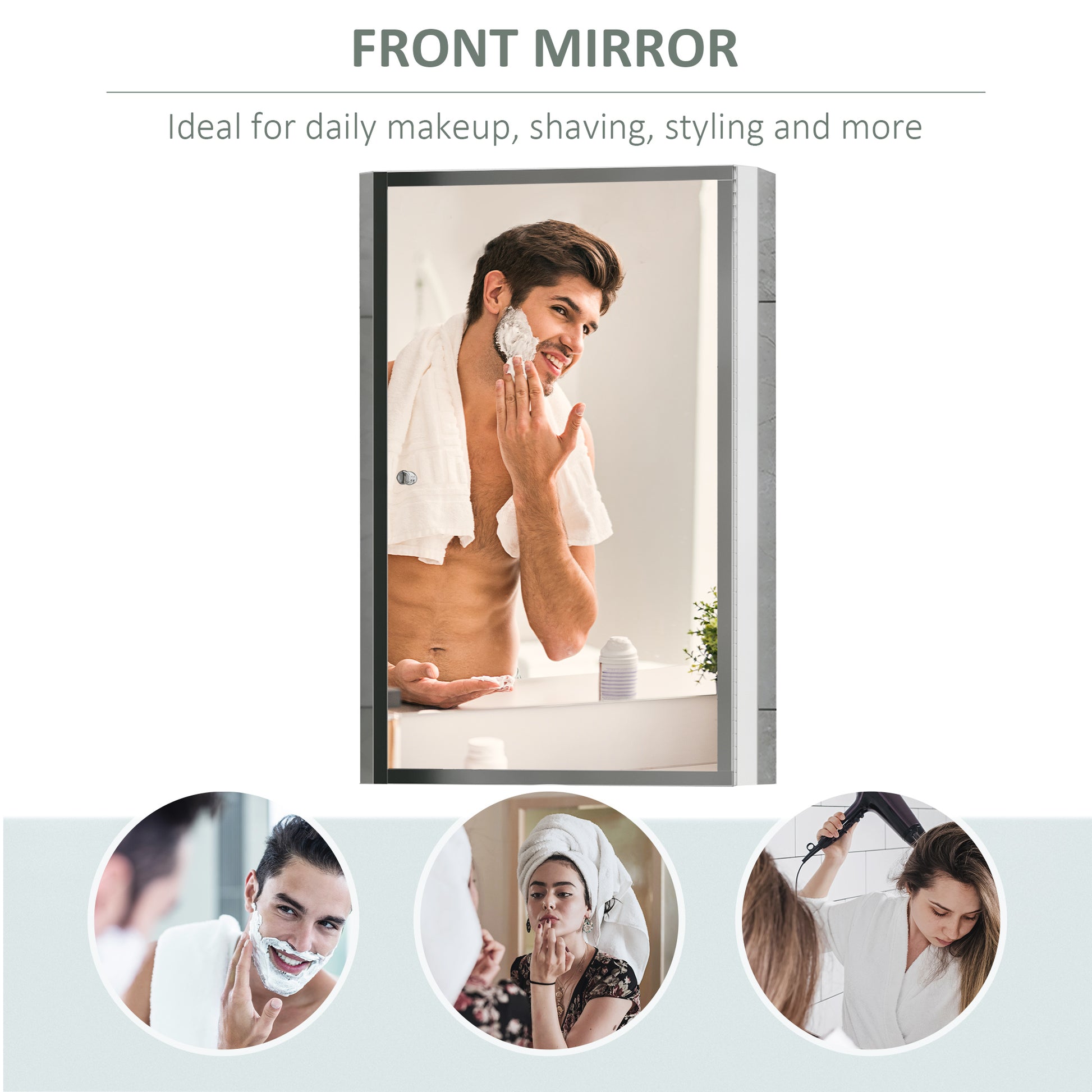 Man shaving with foam and razor in a modern bathroom mirror