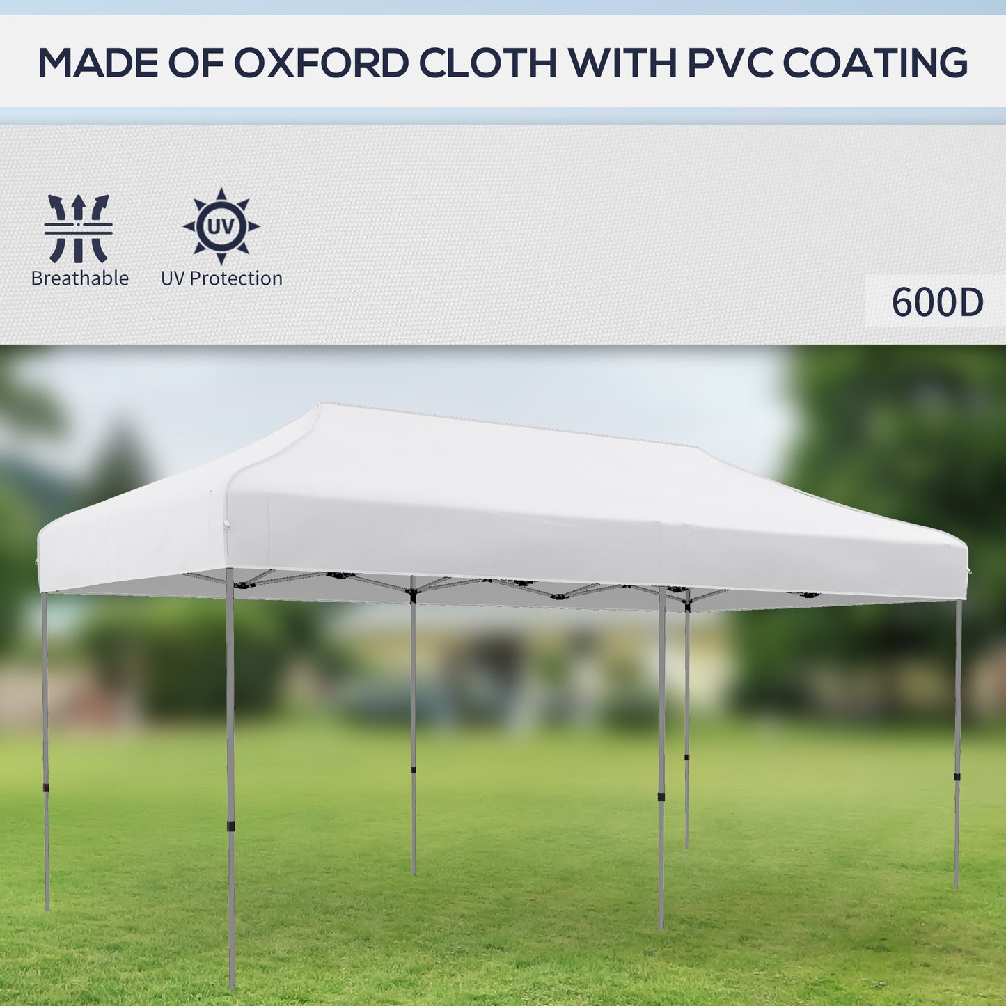 White Oxford cloth canopy tent with PVC coating and UV protection