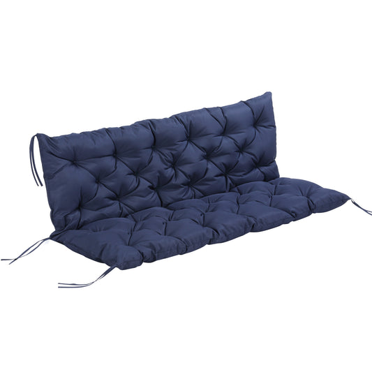 Navy blue tufted bench cushion with ties plush outdoor seating accessory