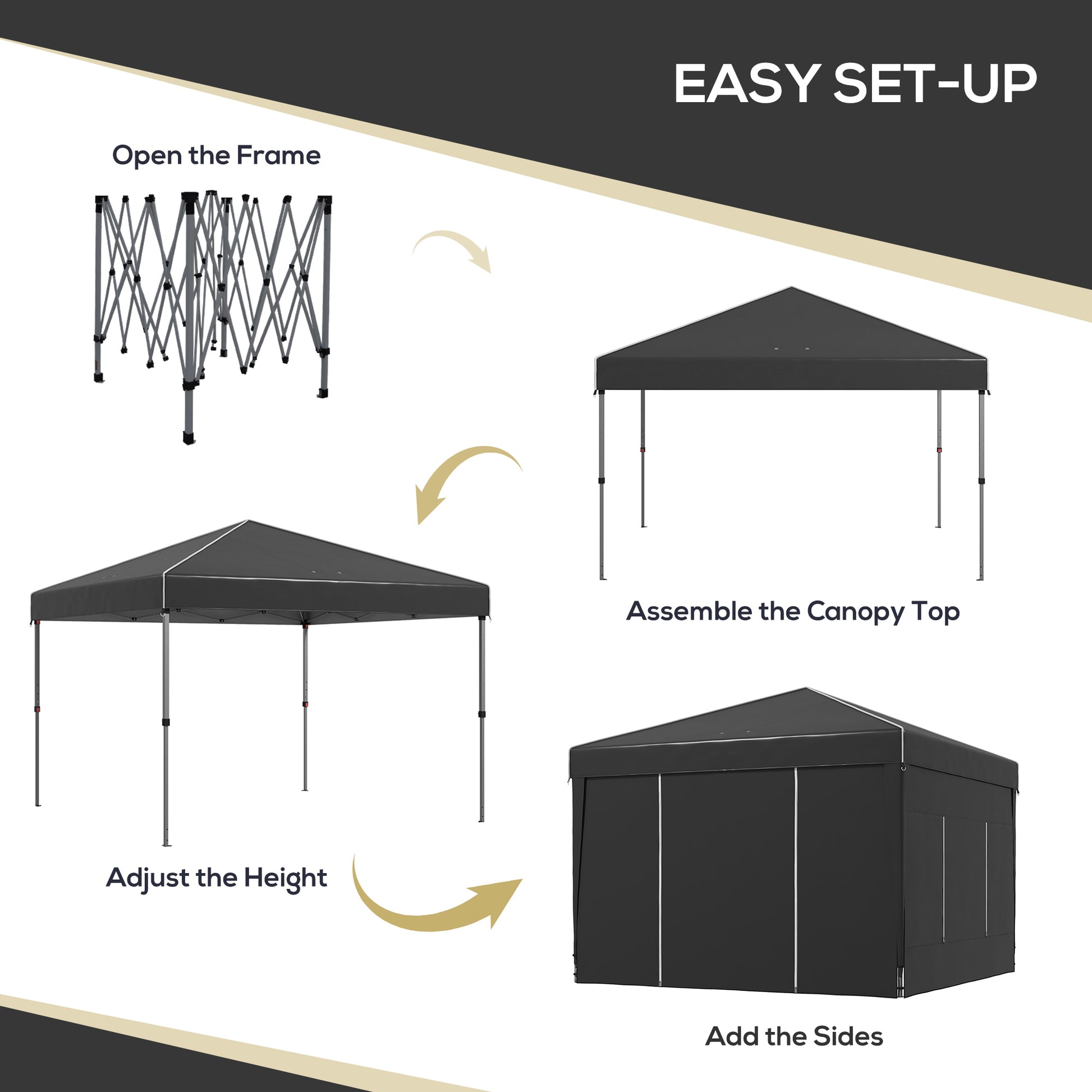 Collapsible canopy frame partially extended ready for tent assembly