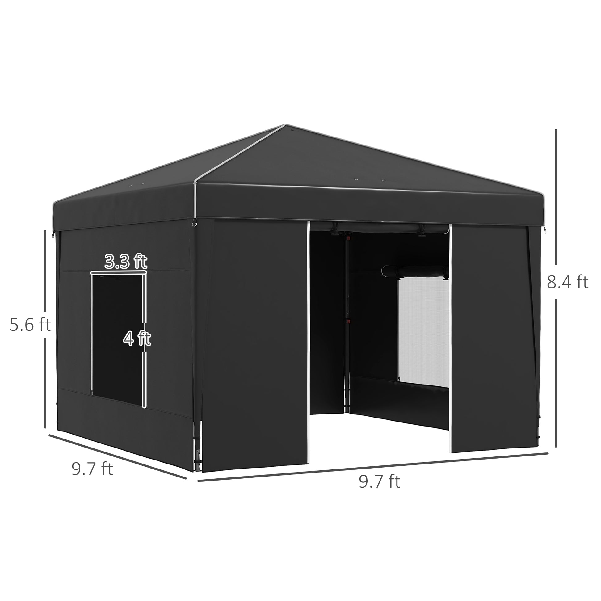 Black popup canopy tent  ft square with mesh screen windows