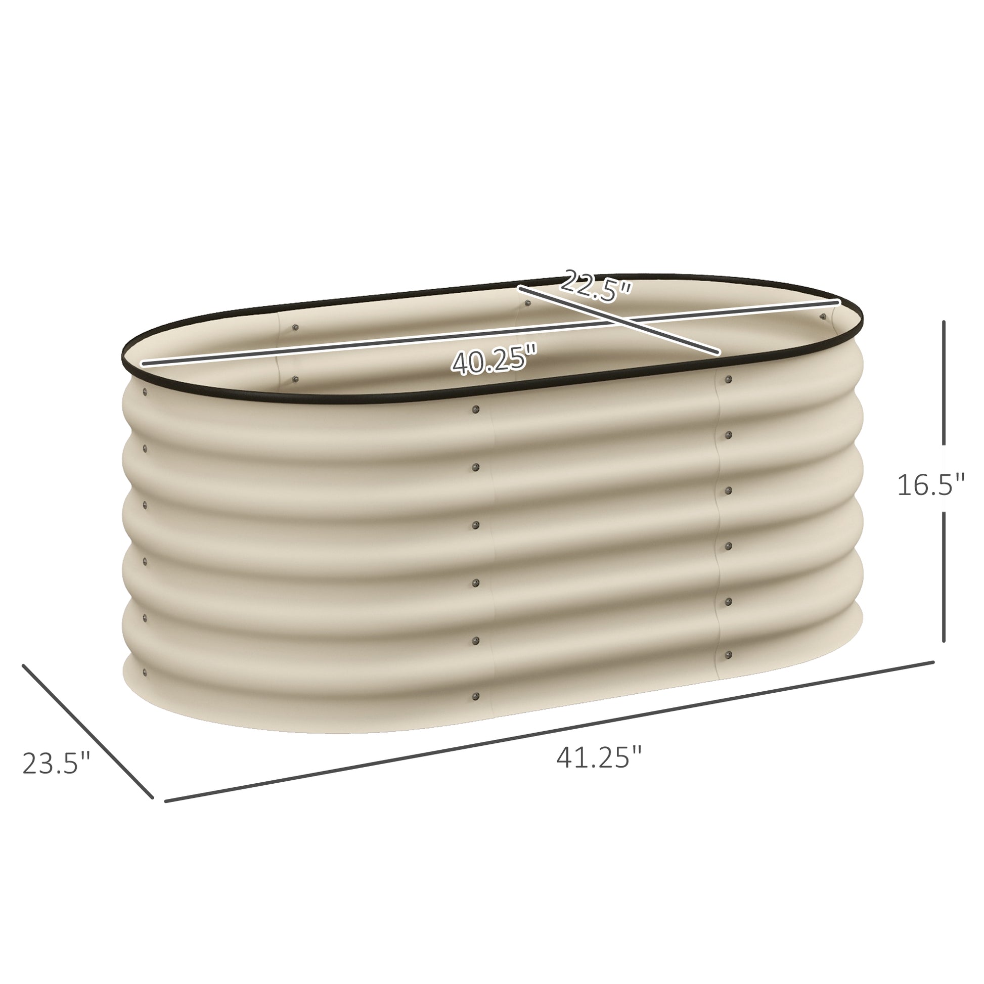 Tan corrugated metal raised garden bed  L x  W x  H