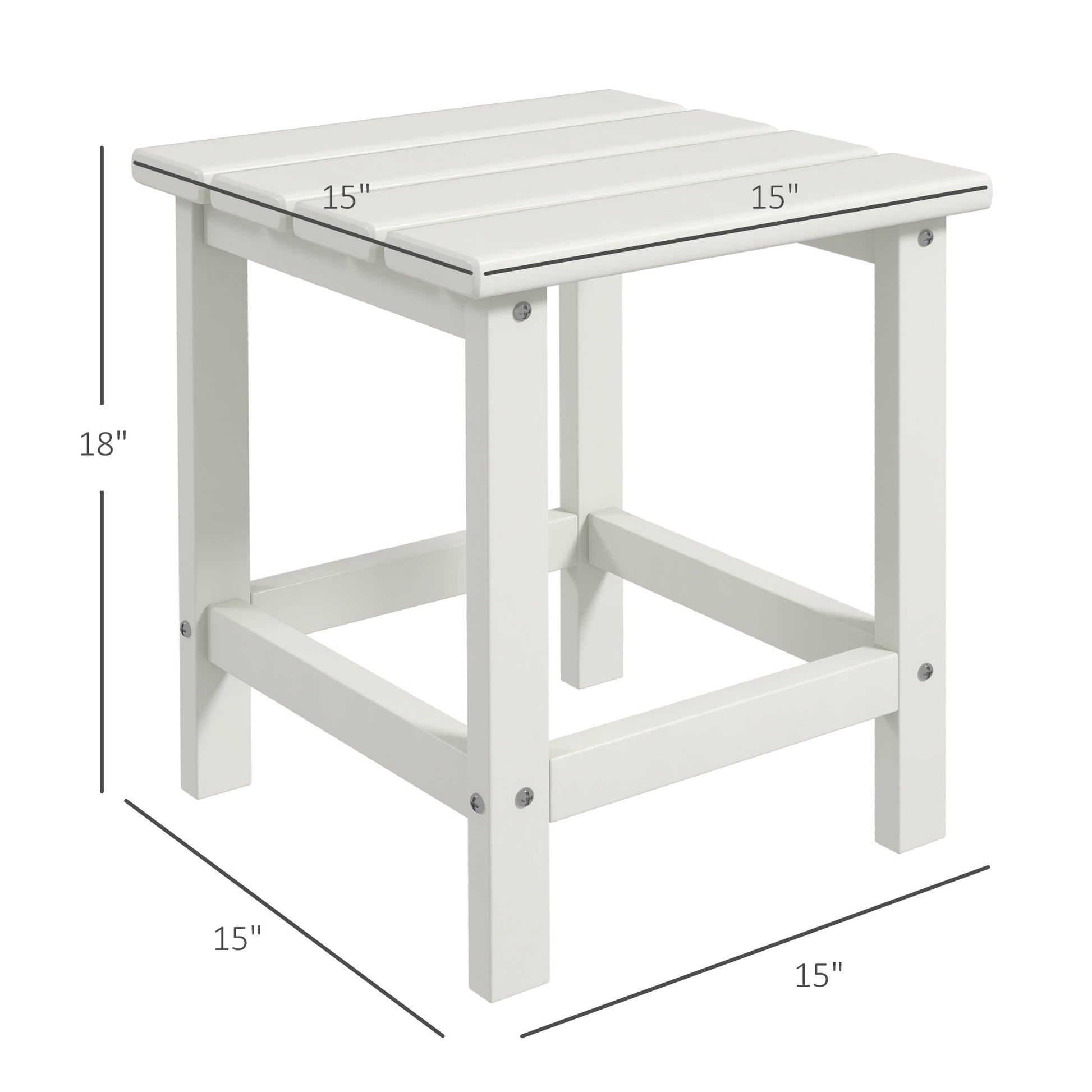 White wooden slatted end table with x inch top and  inch height