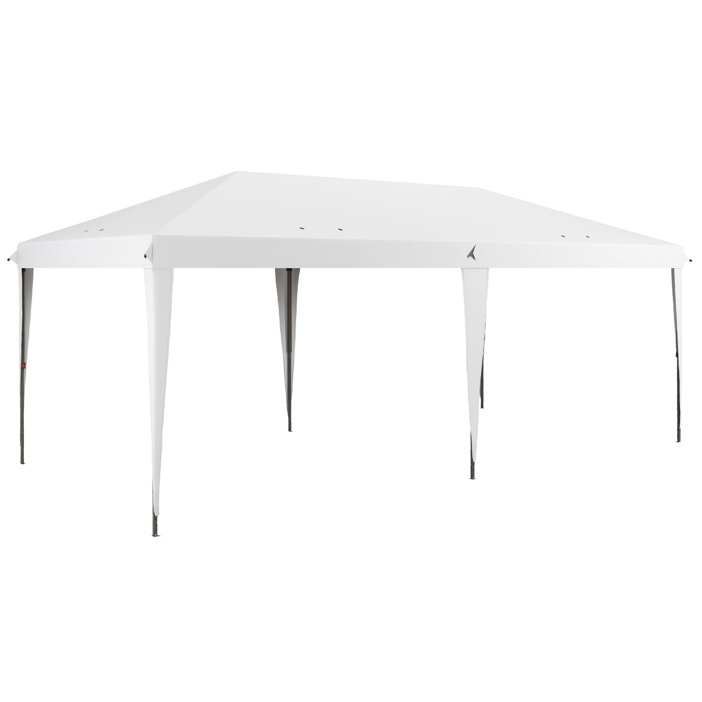 White polyester canopy tent with metal frame legs ideal for outdoor events