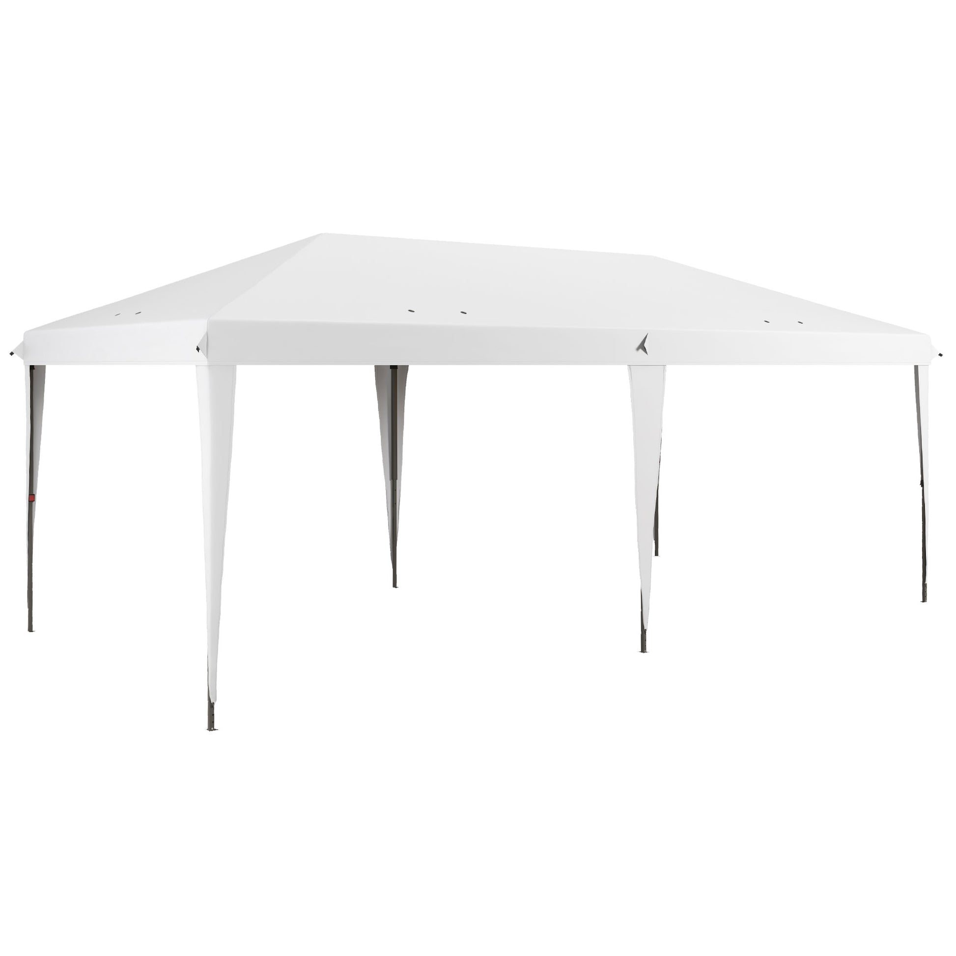 White polyester canopy tent with metal frame legs ideal for outdoor events