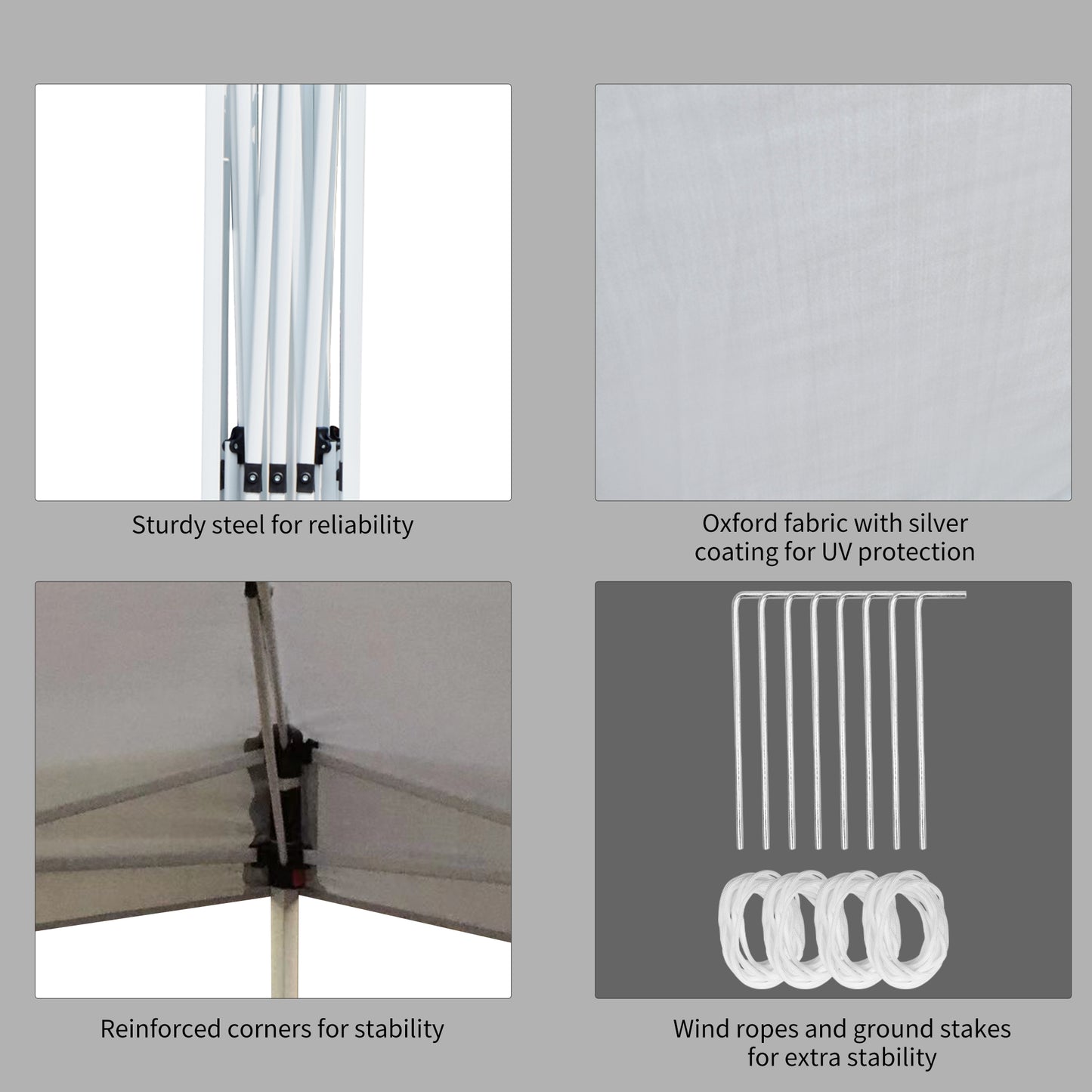 Collapsible canopy frame with sturdy steel poles for outdoor events
