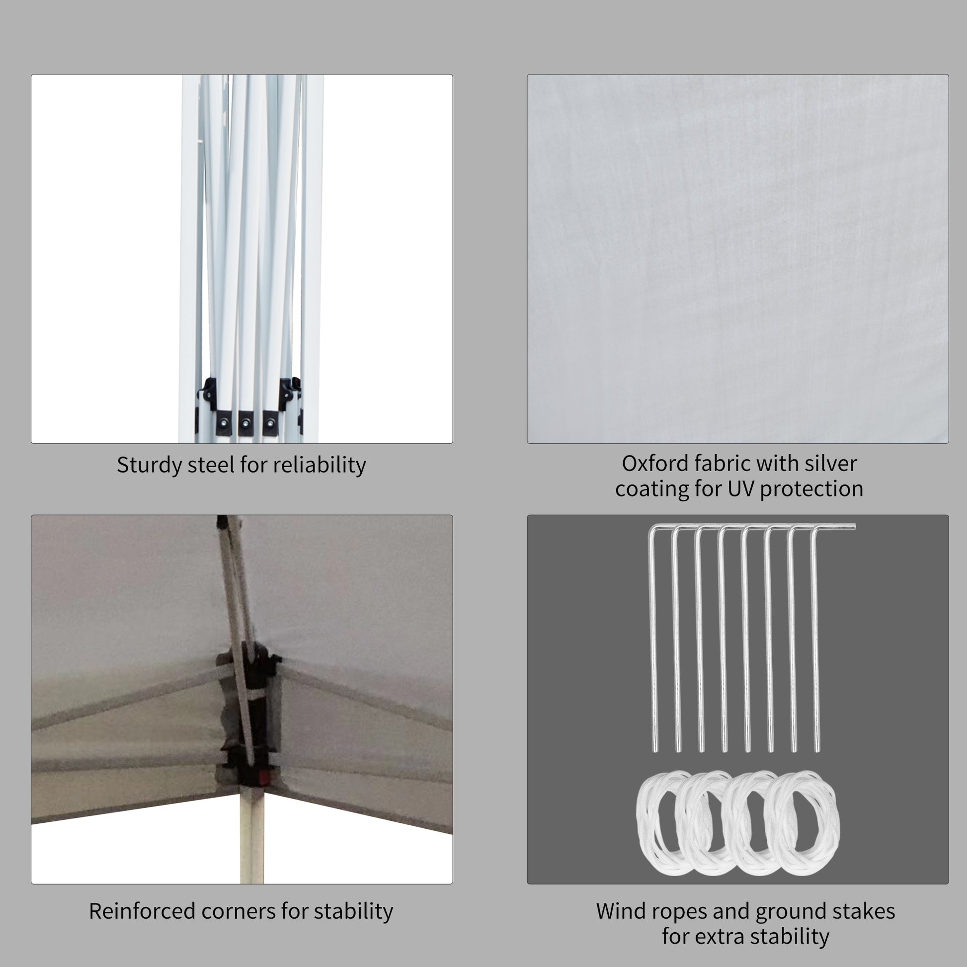 Collapsible canopy frame with sturdy steel poles for outdoor events