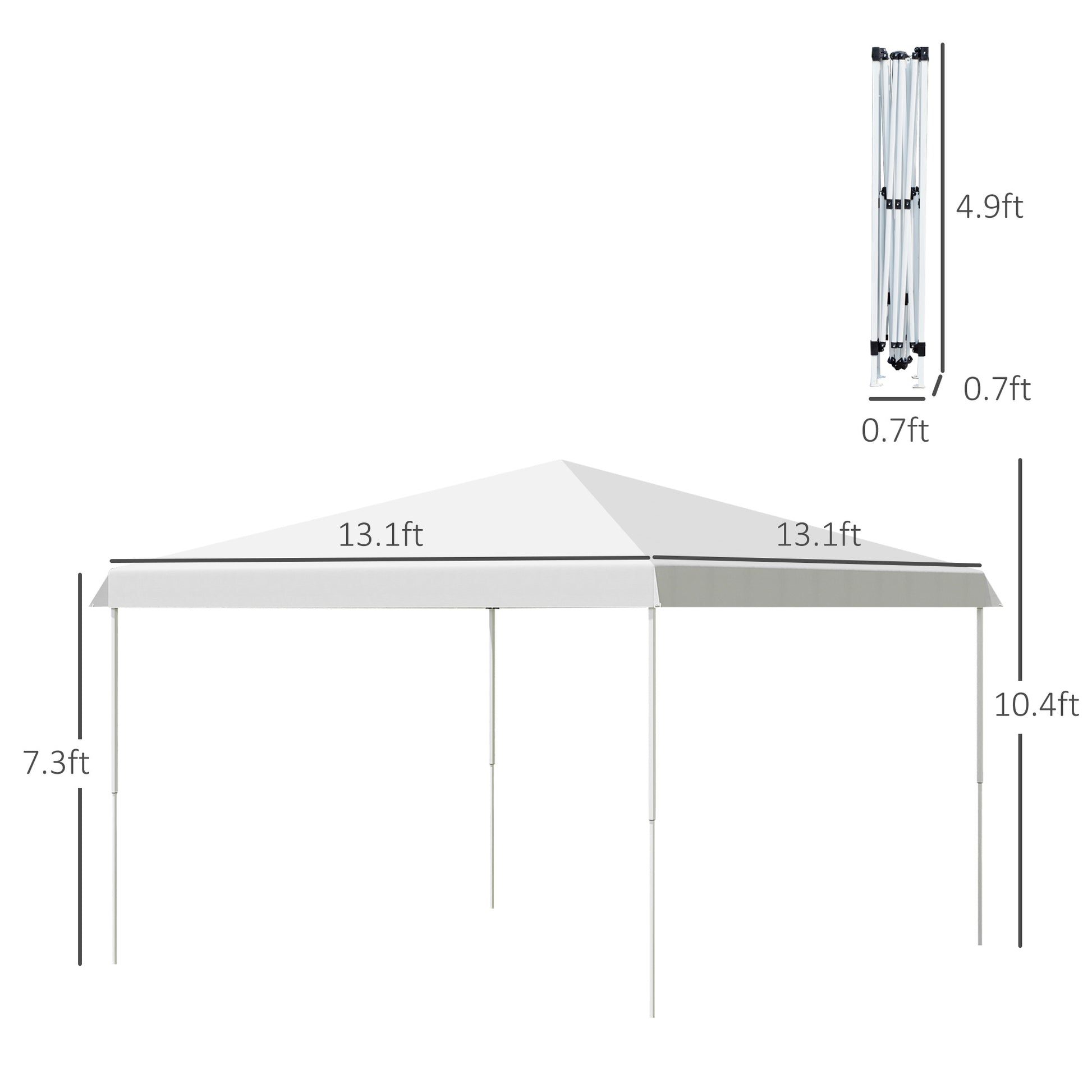 White ft canopy tent with foldable metal frame ft height