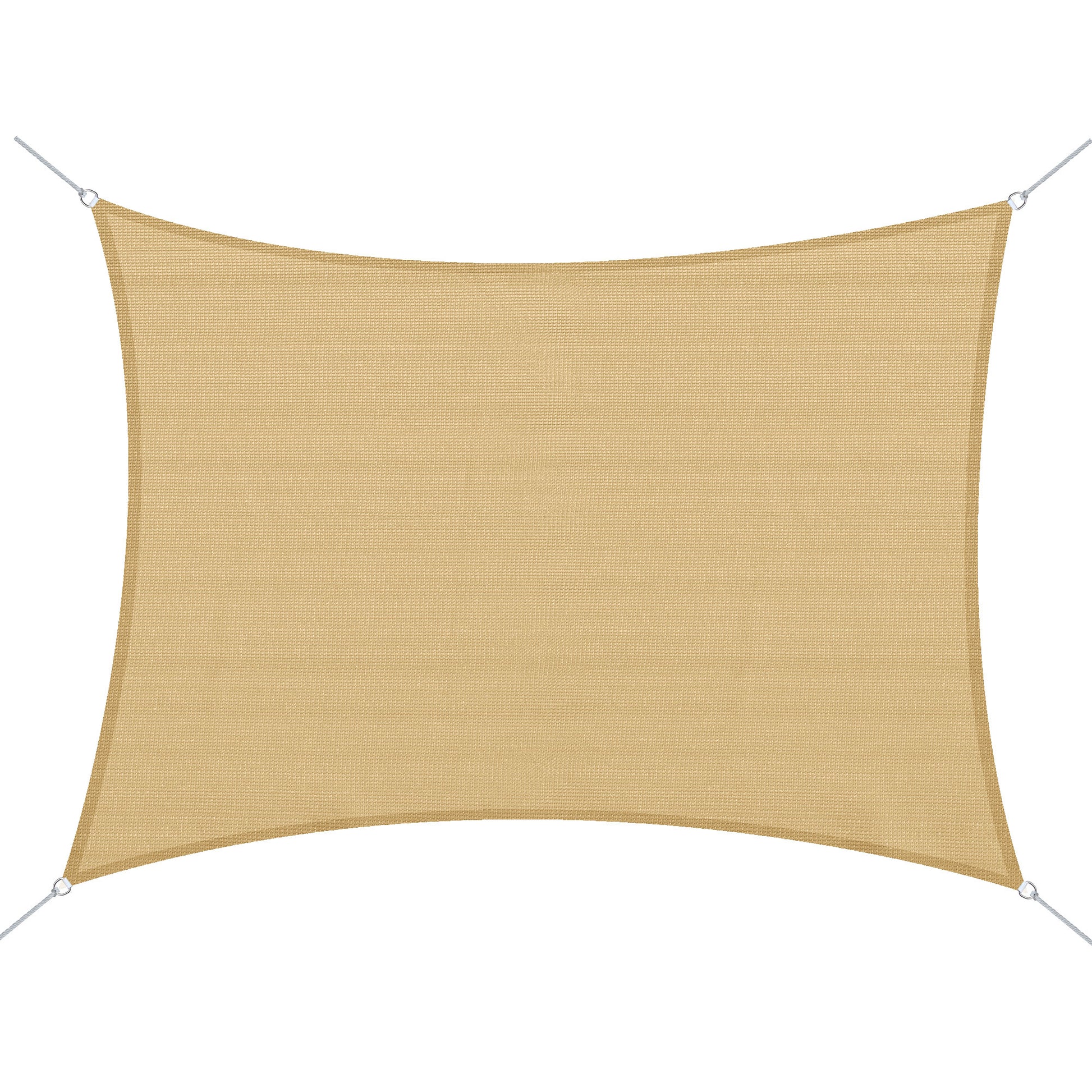 Rectangular beige HDPE shade sail with reinforced corners and Drings for outdoor sun protection
